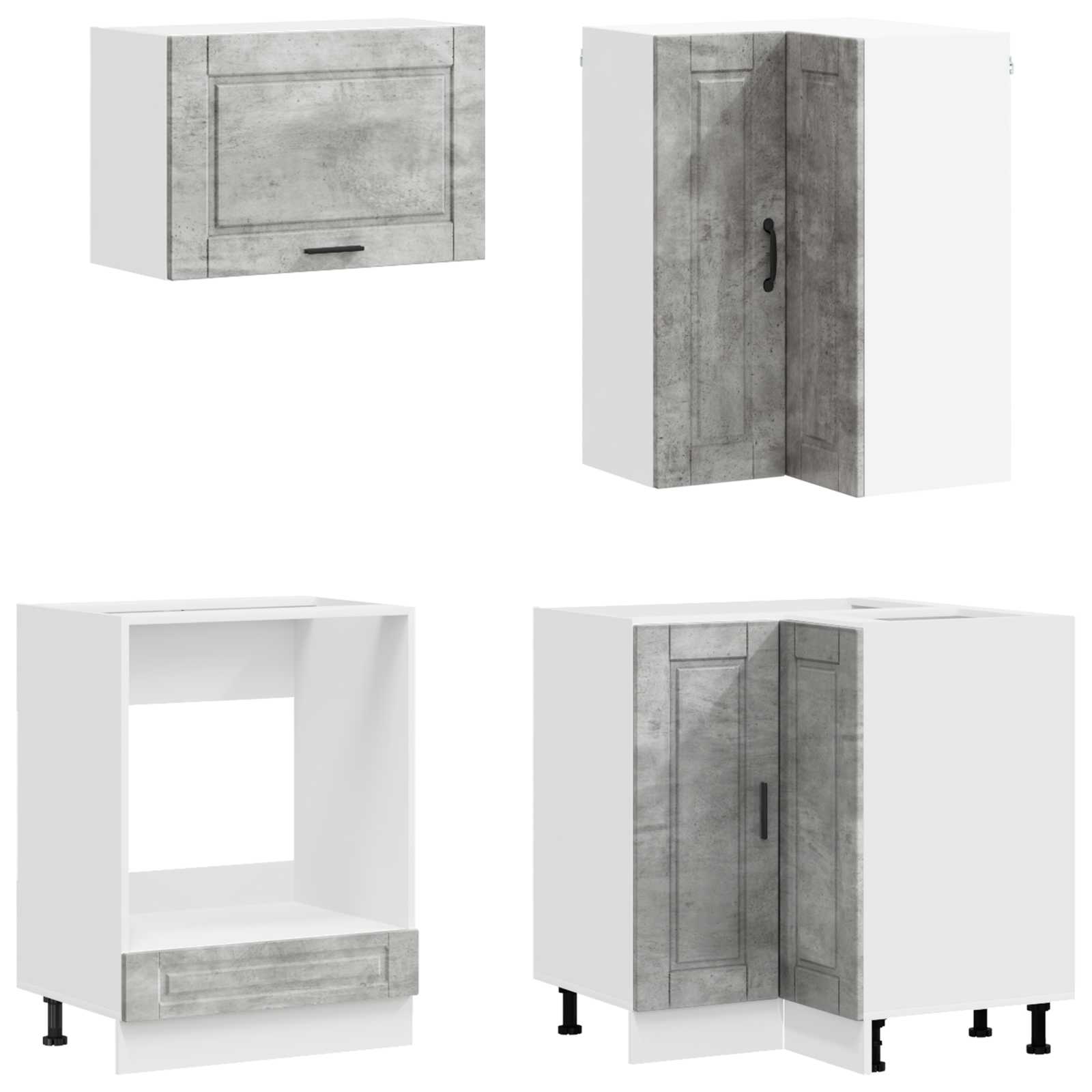 Kücheneinheit Porto 8 Pcs Betongrau Holzwerkstoff