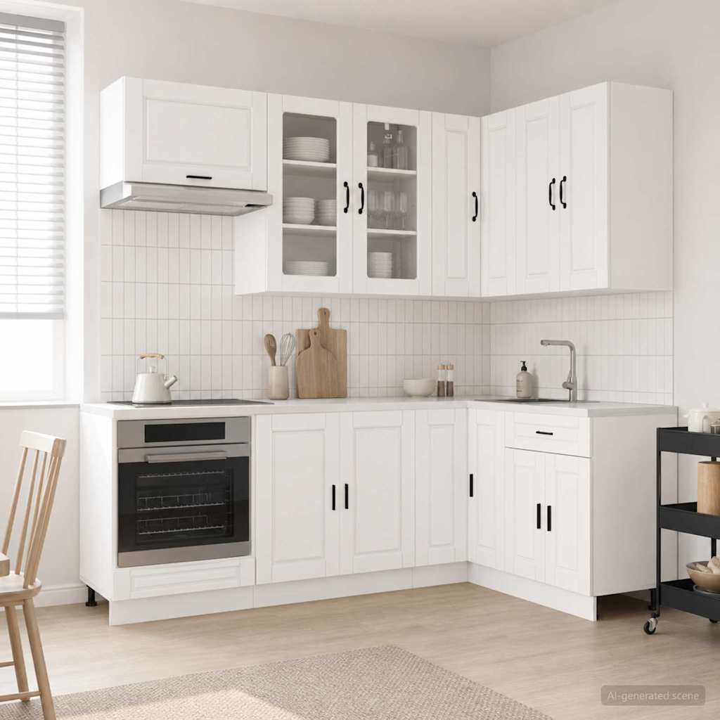 Kücheneinheit Porto 8 Pcs Hochglanz Weiß Holzwerkstoff