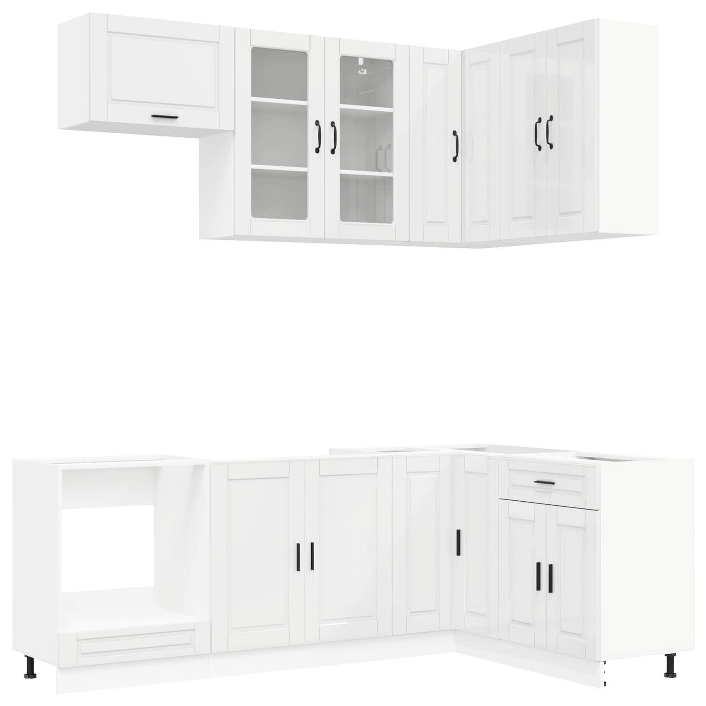 Kücheneinheit Porto 8 Pcs Hochglanz Weiß Holzwerkstoff
