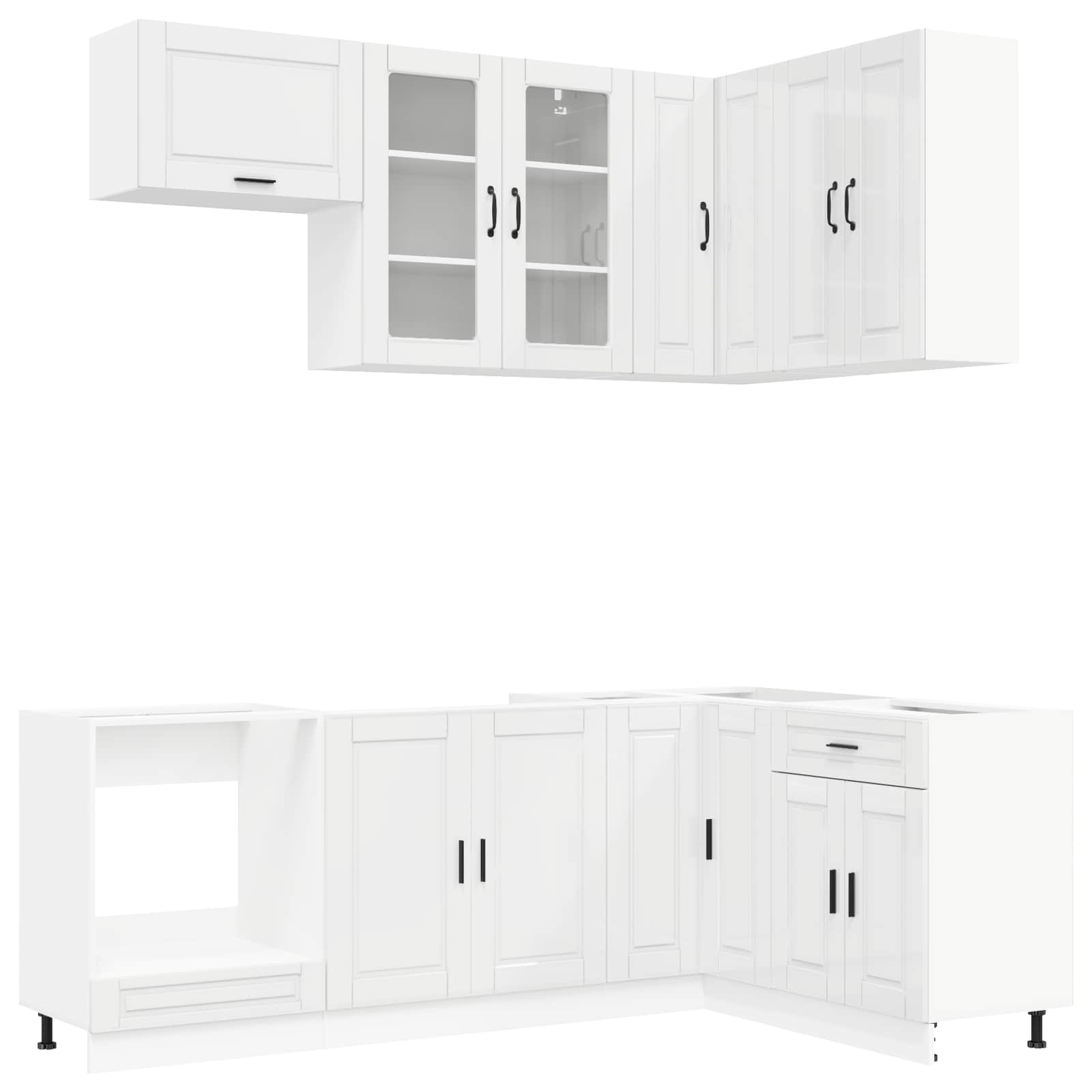 Kücheneinheit Porto 8 Pcs Hochglanz Weiß Holzwerkstoff