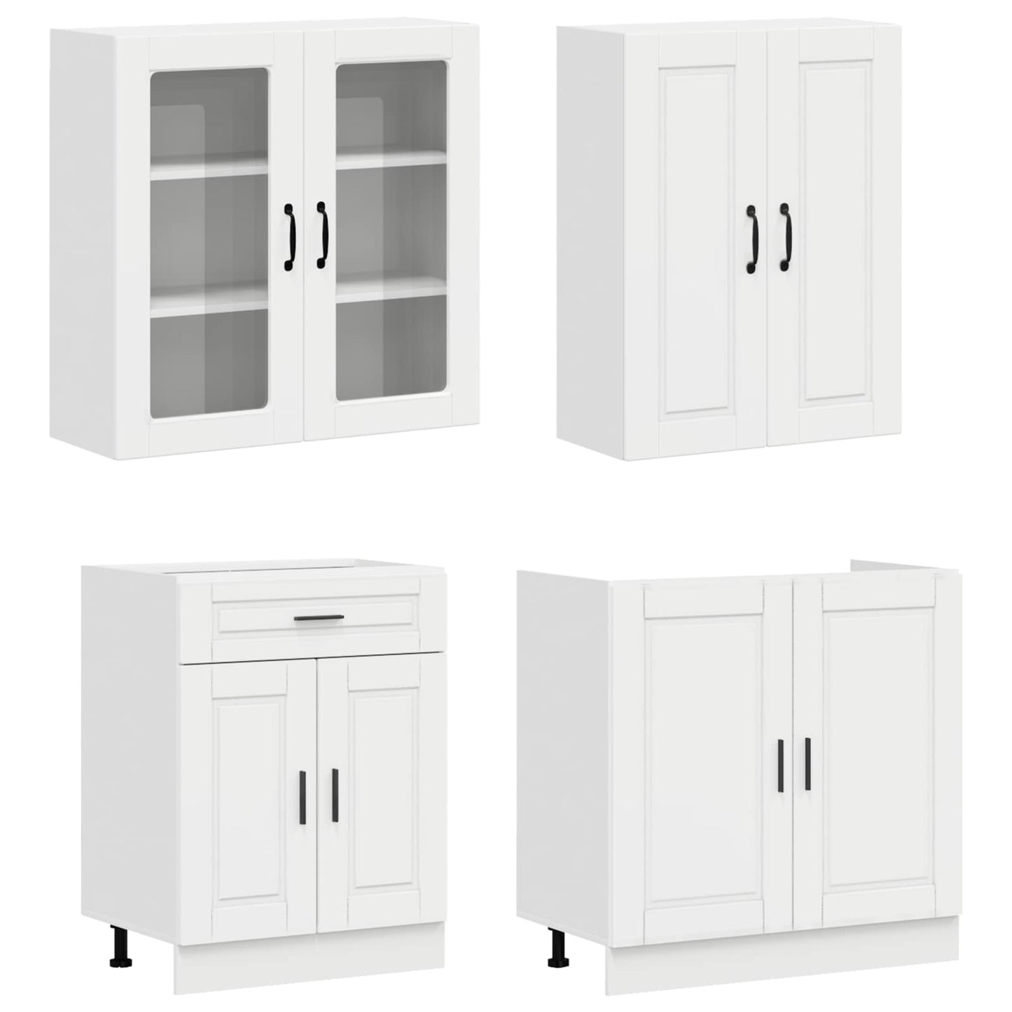 Kücheneinheit Porto 8 Pcs Hochglanz Weiß Holzwerkstoff