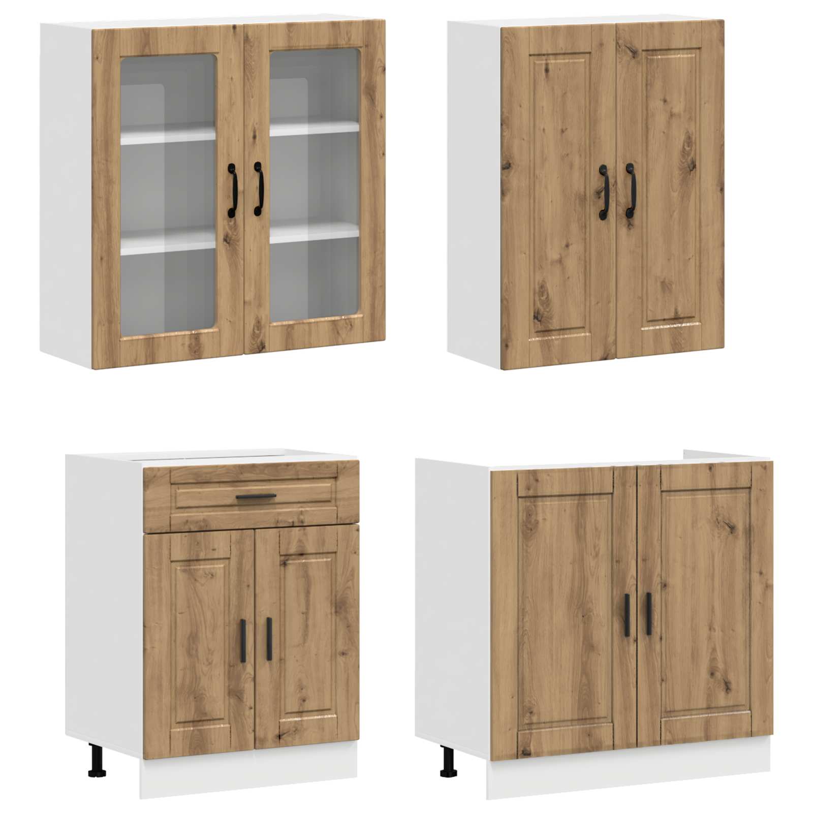 Kücheneinheit Porto 8 Pcs Artisan-Eiche Holzwerkstoff