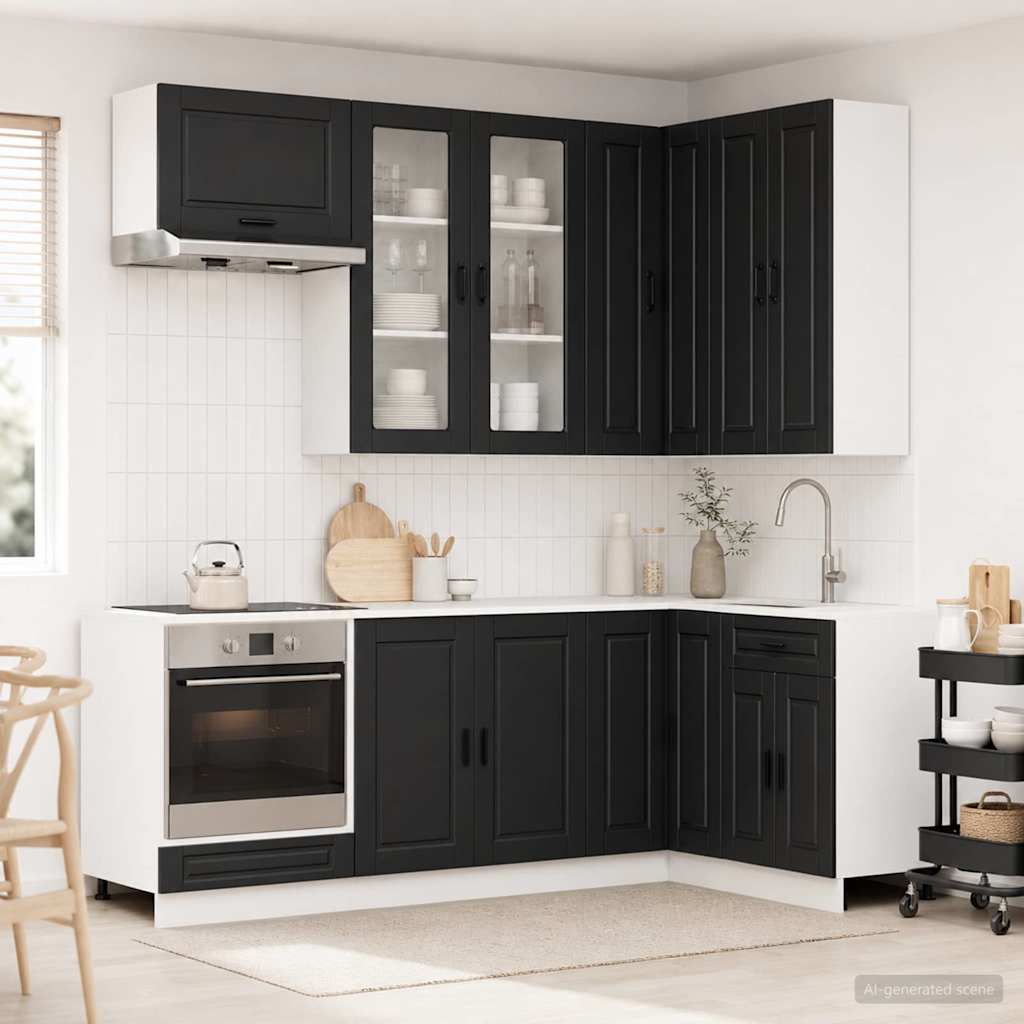 Kücheneinheit Porto 8 Pcs Schwarz Holzwerkstoff