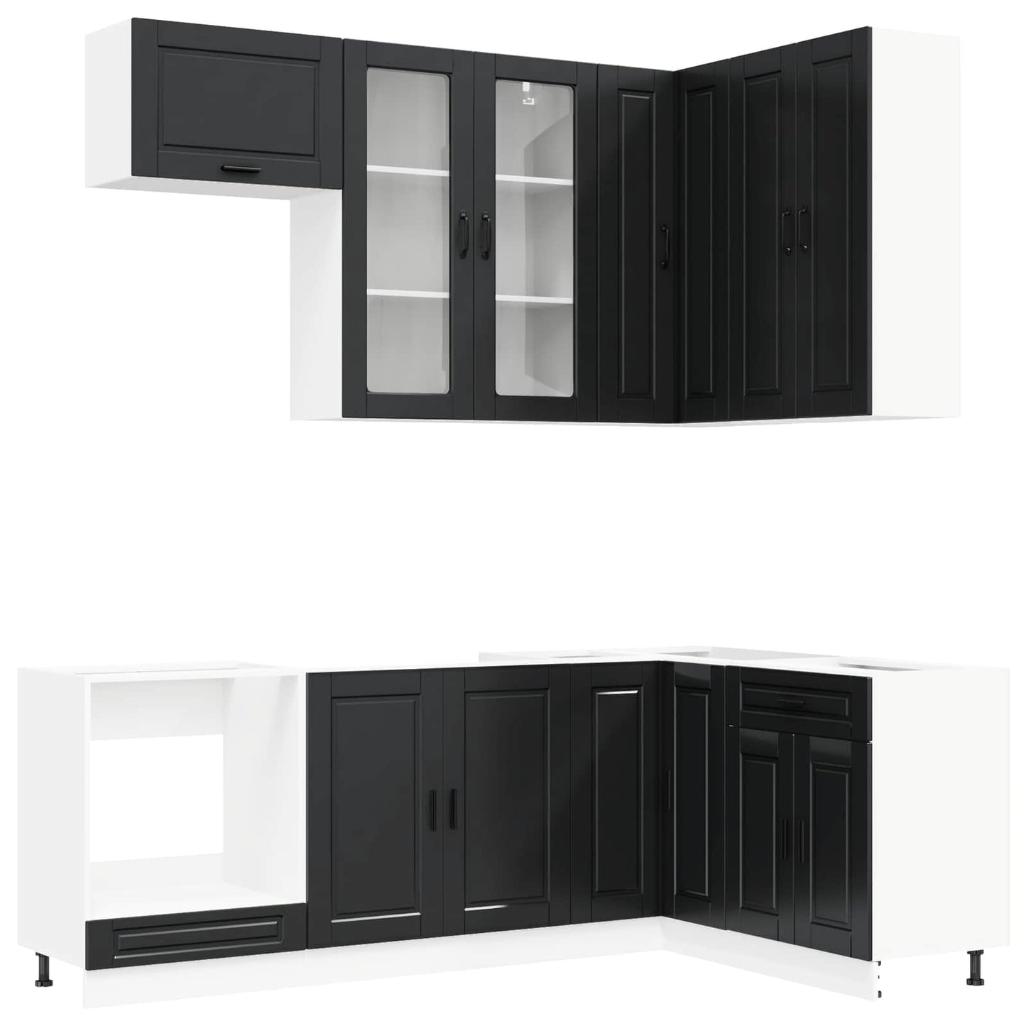 Kücheneinheit Porto 8 Pcs Schwarz Holzwerkstoff