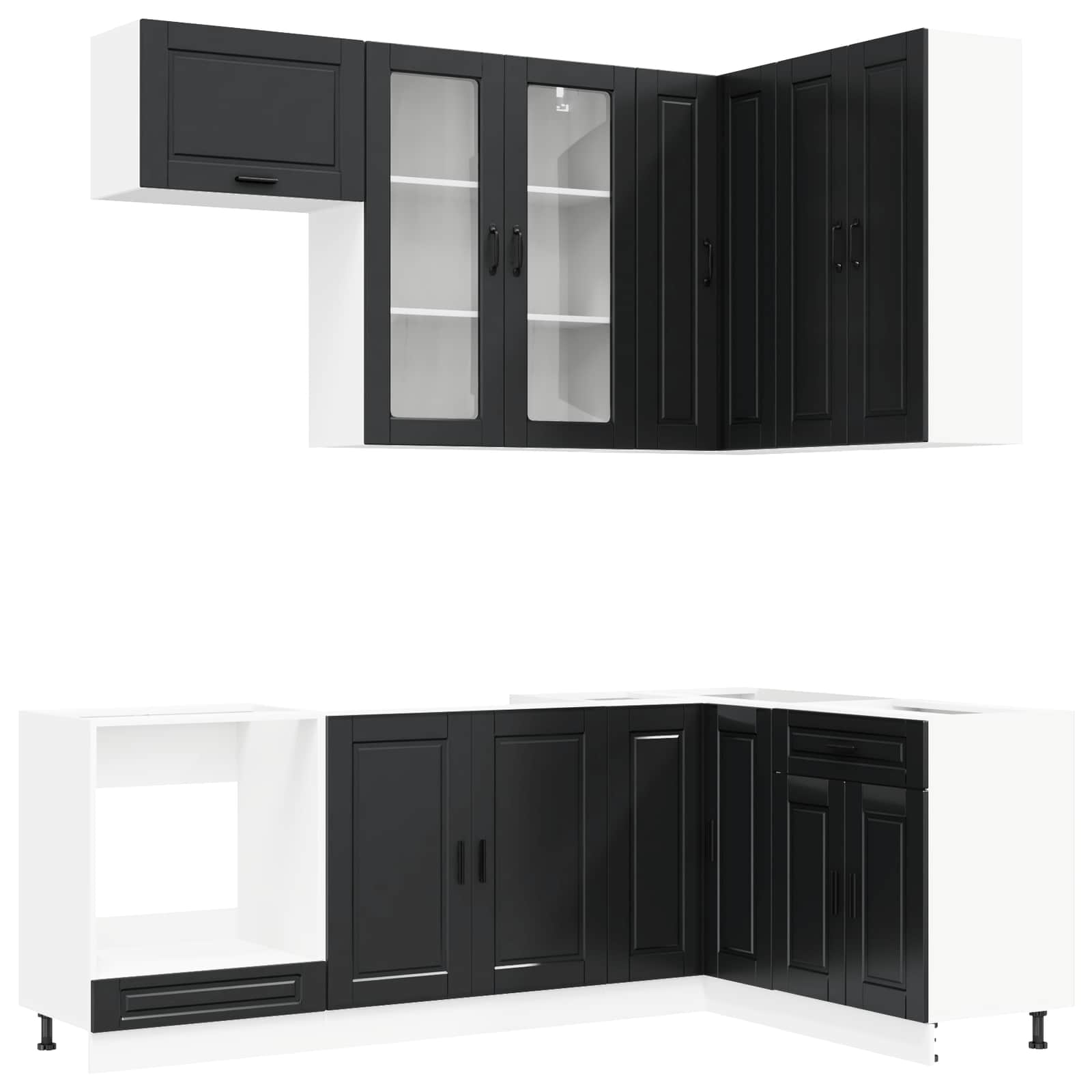 Kücheneinheit Porto 8 Pcs Schwarz Holzwerkstoff