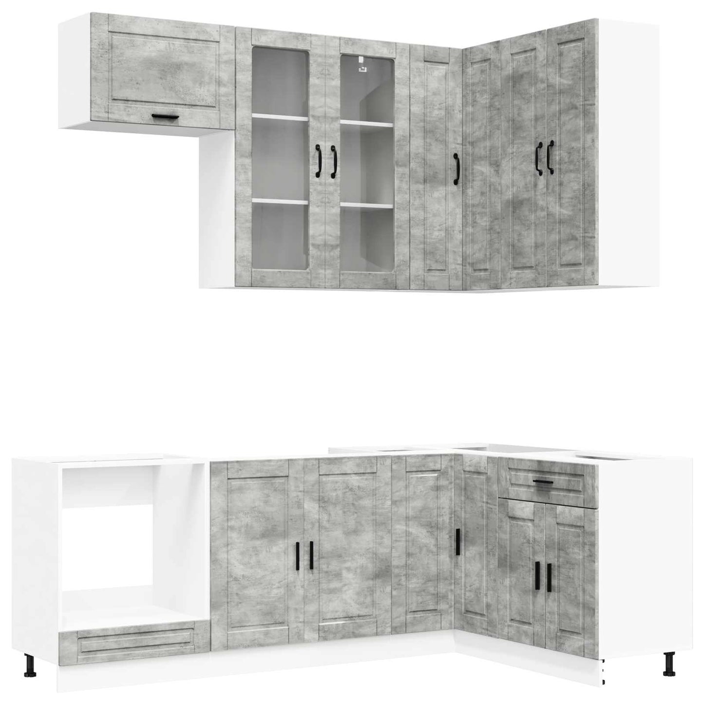 Kücheneinheit Porto 8 Pcs Betongrau Holzwerkstoff