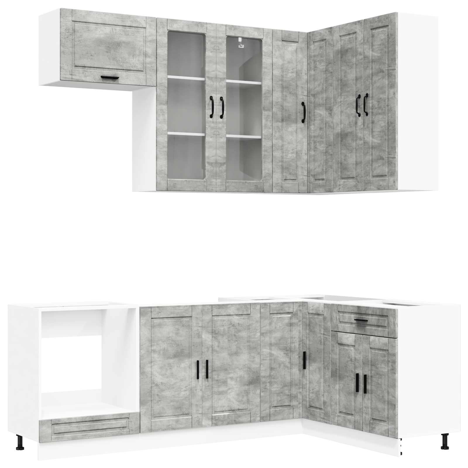 Kücheneinheit Porto 8 Pcs Betongrau Holzwerkstoff