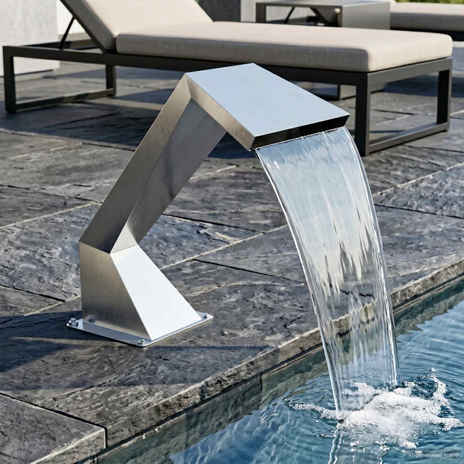 Poolwasserfall Mit Rgb-Leds Edelstahl 63,5 X 29 X 51 Cm Silber