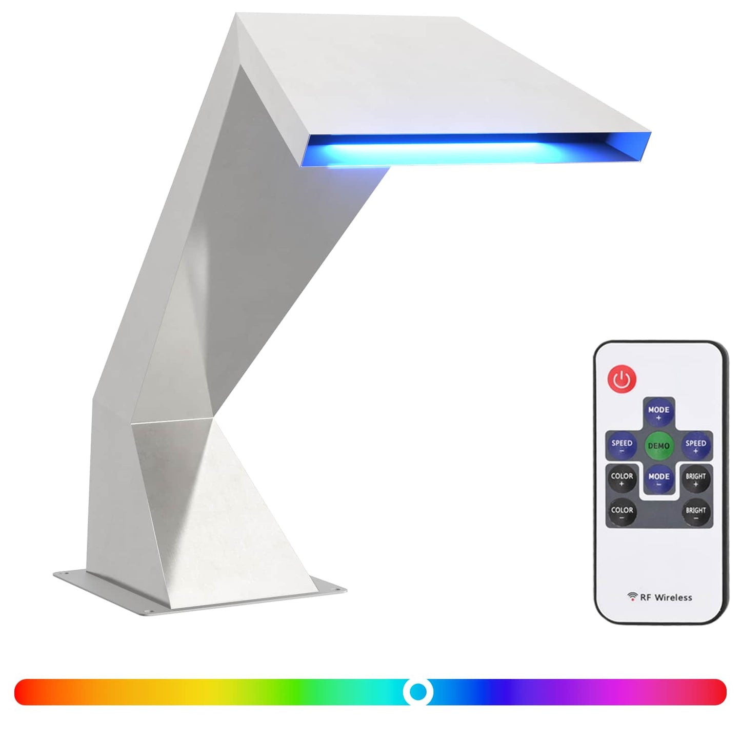 Poolwasserfall Mit Rgb-Leds Edelstahl 63,5 X 29 X 51 Cm Silber