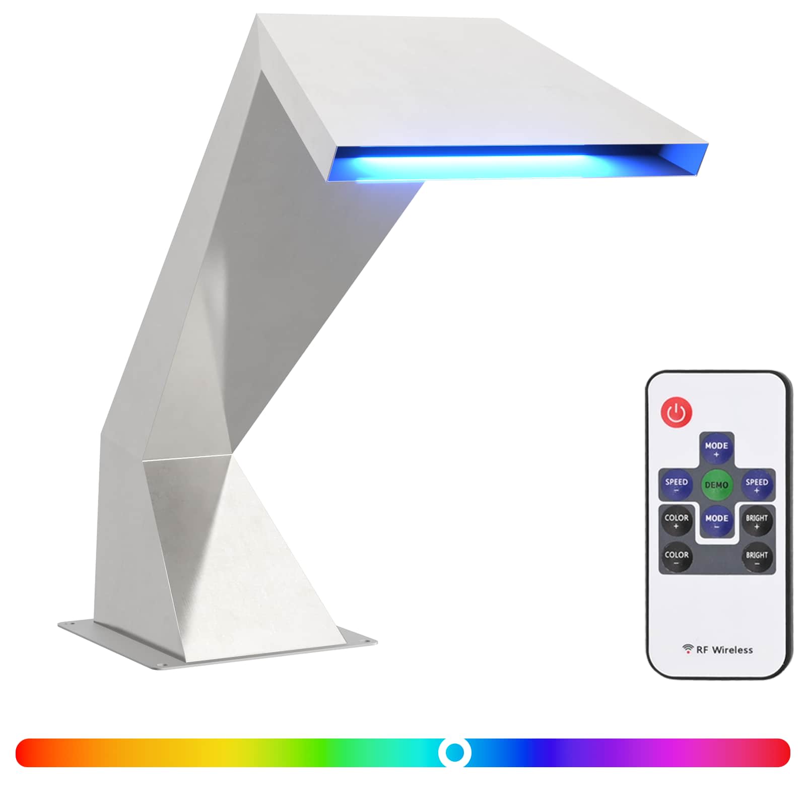 Poolwasserfall Mit Rgb-Leds Edelstahl 63,5 X 29 X 51 Cm Silber