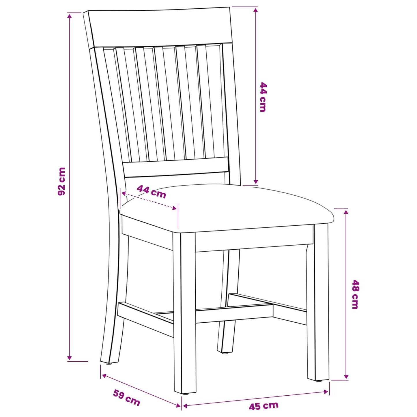 Esszimmerstuhl 2 Pcs Massivholz Eiche 45 X 59 X 92 Cm
