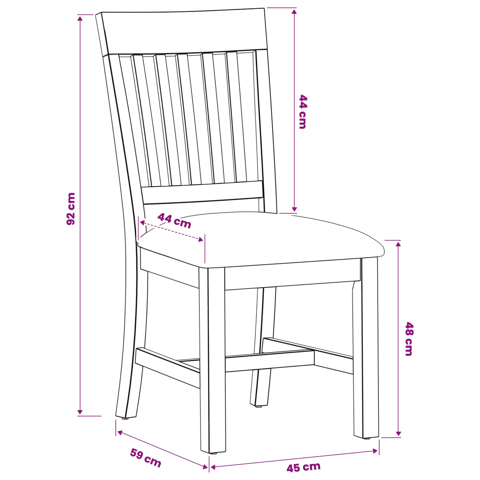 Esszimmerstuhl 2 Pcs Massivholz Eiche 45 X 59 X 92 Cm