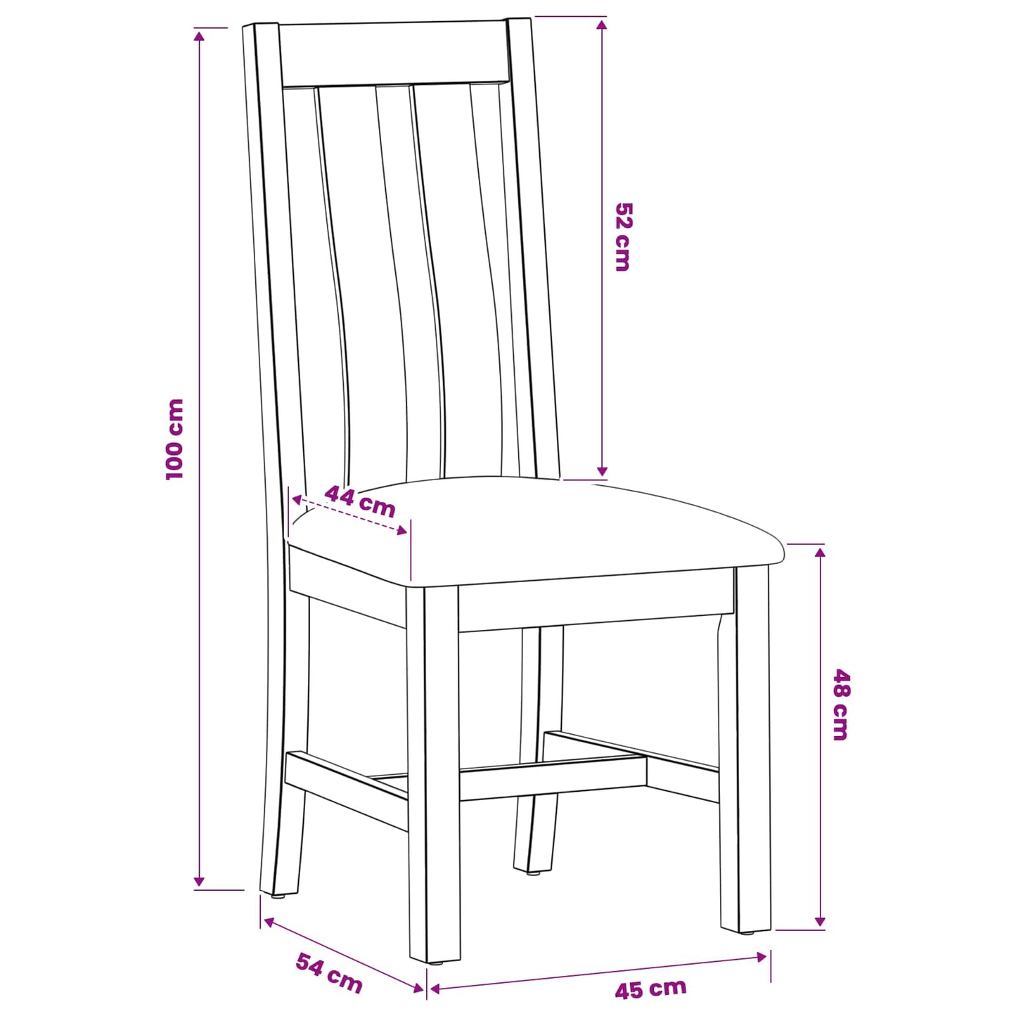 Esszimmerstuhl 2 Pcs Massivholz Eiche 45 X 54 X 100 Cm