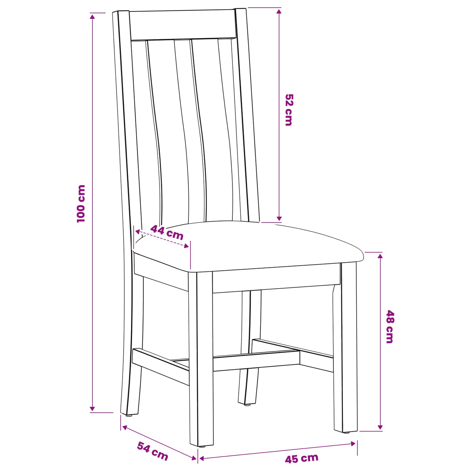 Esszimmerstuhl 2 Pcs Massivholz Eiche 45 X 54 X 100 Cm