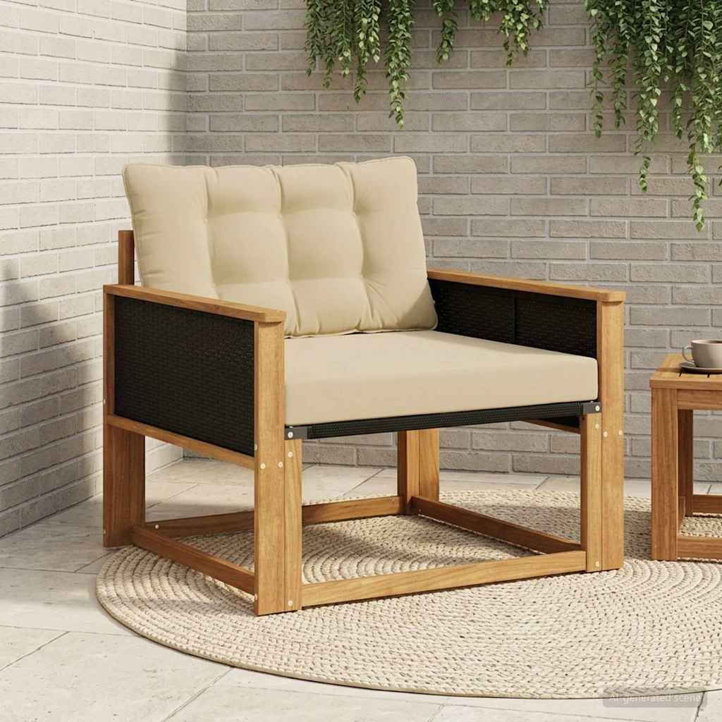 Outdoor-Sofagarnitur Massives Akazienholz Und Textilene Weiß