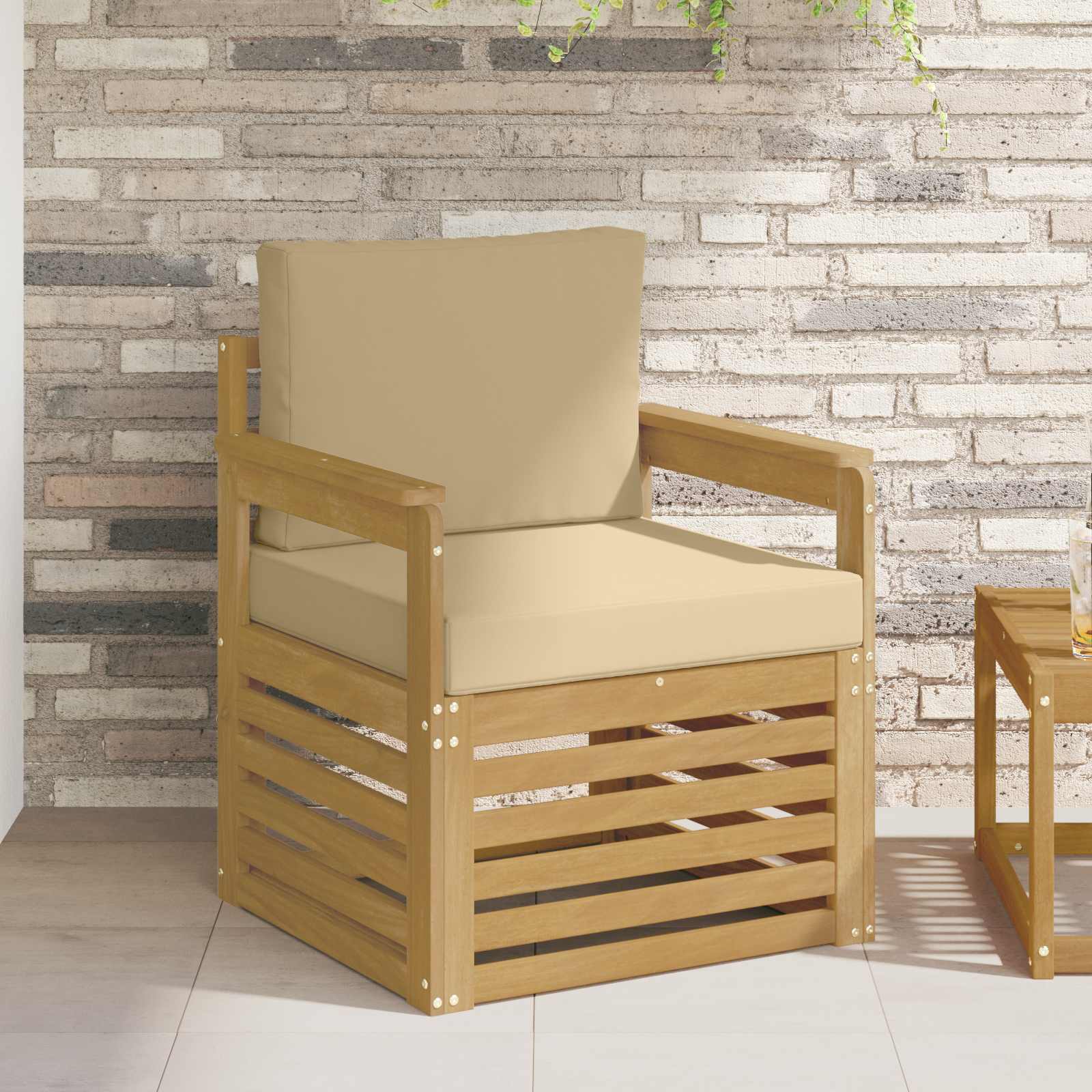 Outdoor-Sofagarnitur Polyester Weiß Weiß Und Beige