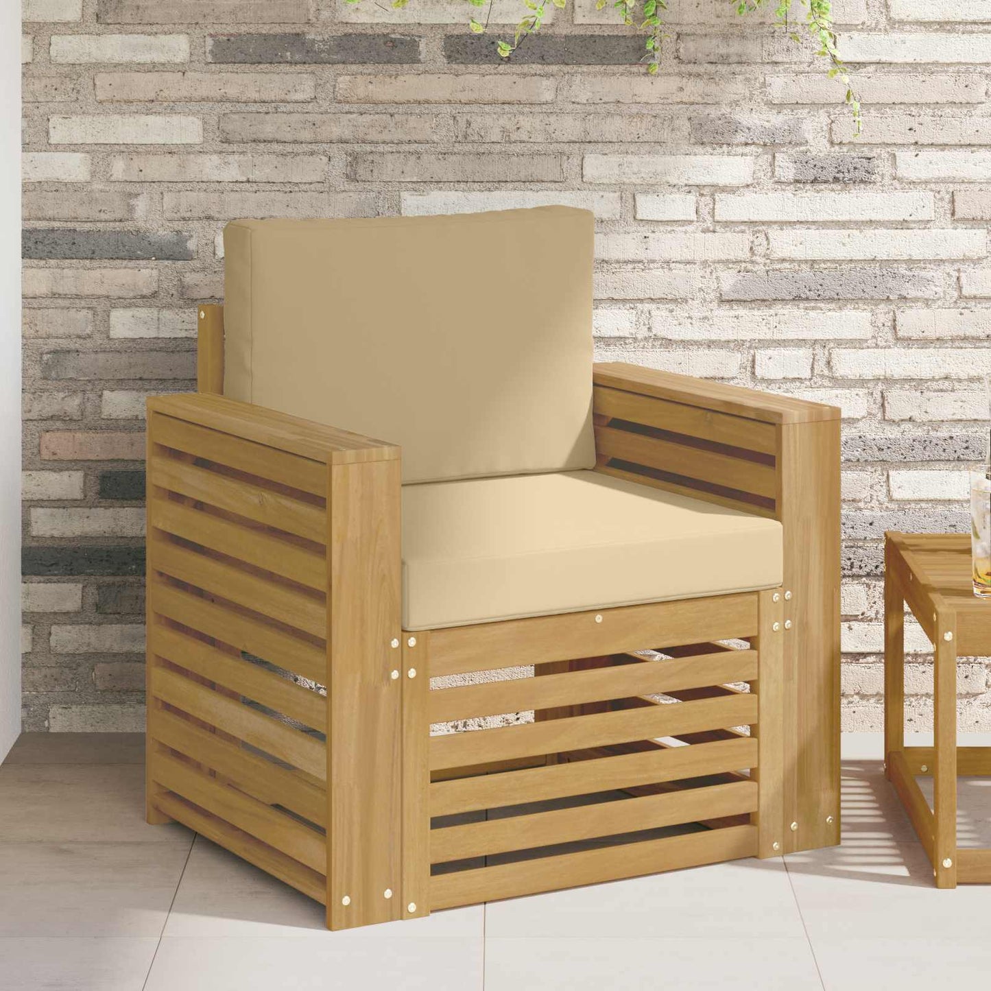 Outdoor-Sofagarnitur Polyester Weiß Weiß Und Beige