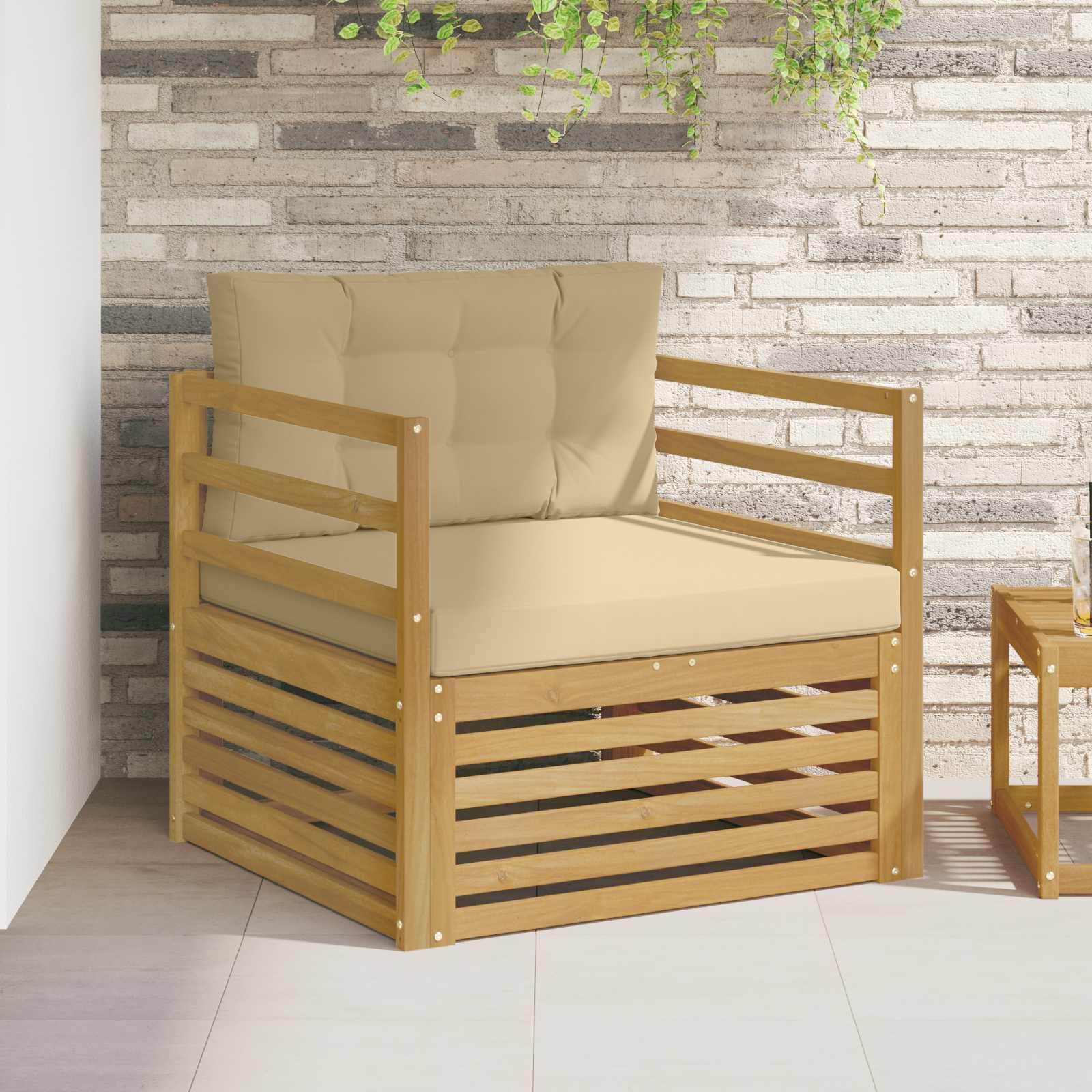 Outdoor-Sofa Polyester Weiß Weiß Und Beige