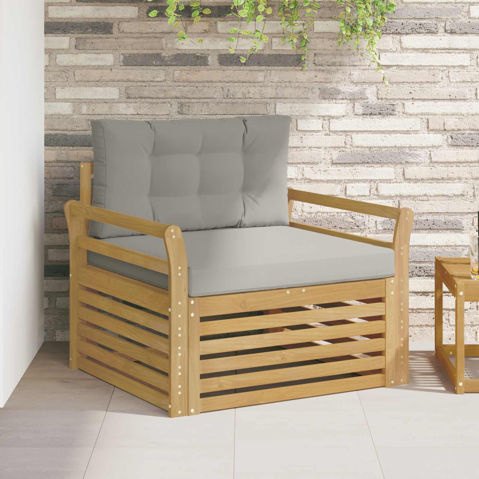 Outdoor-Sofa Polyester Weiß Weiß Und Hellgrau