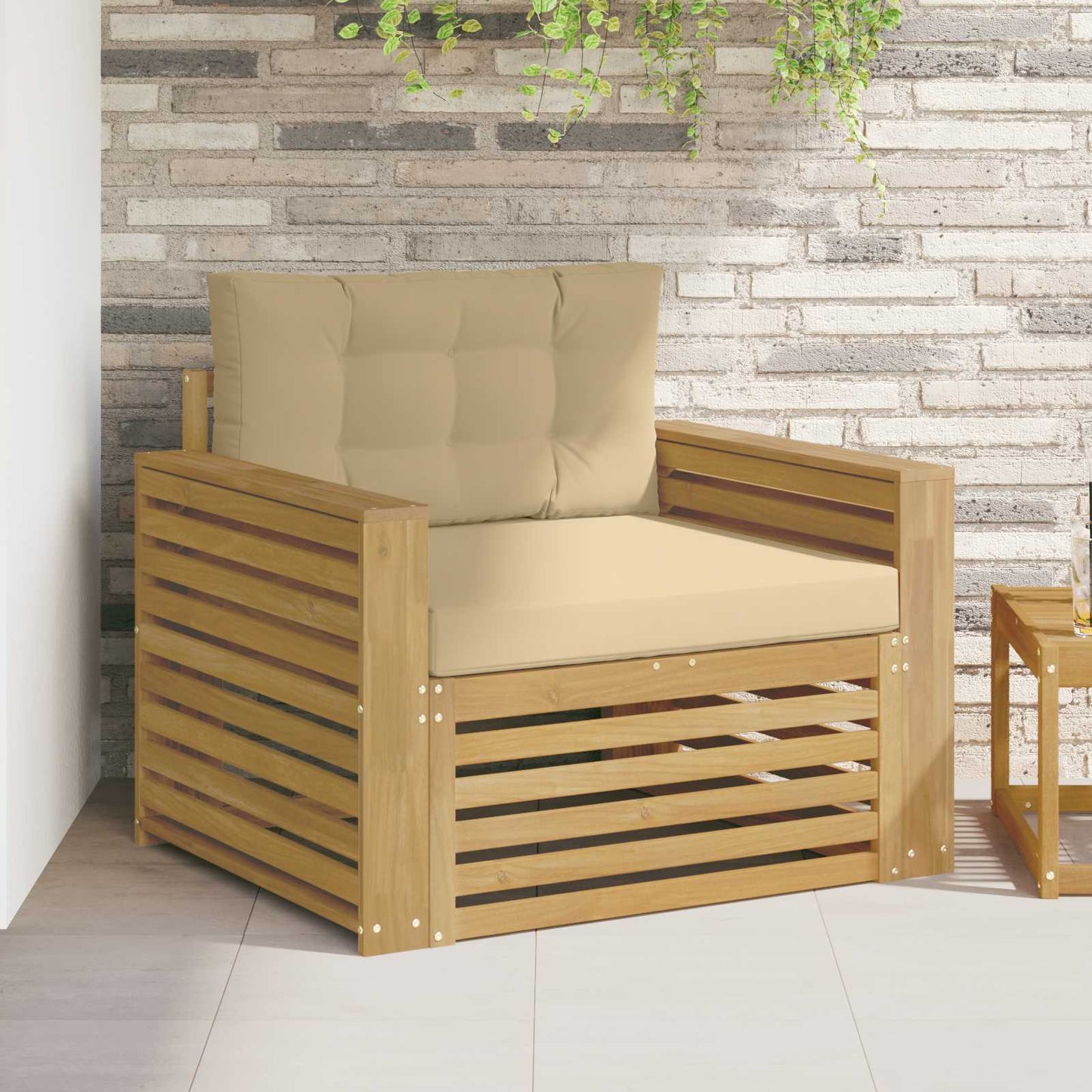Outdoor-Sofa Polyester Weiß Weiß Und Beige