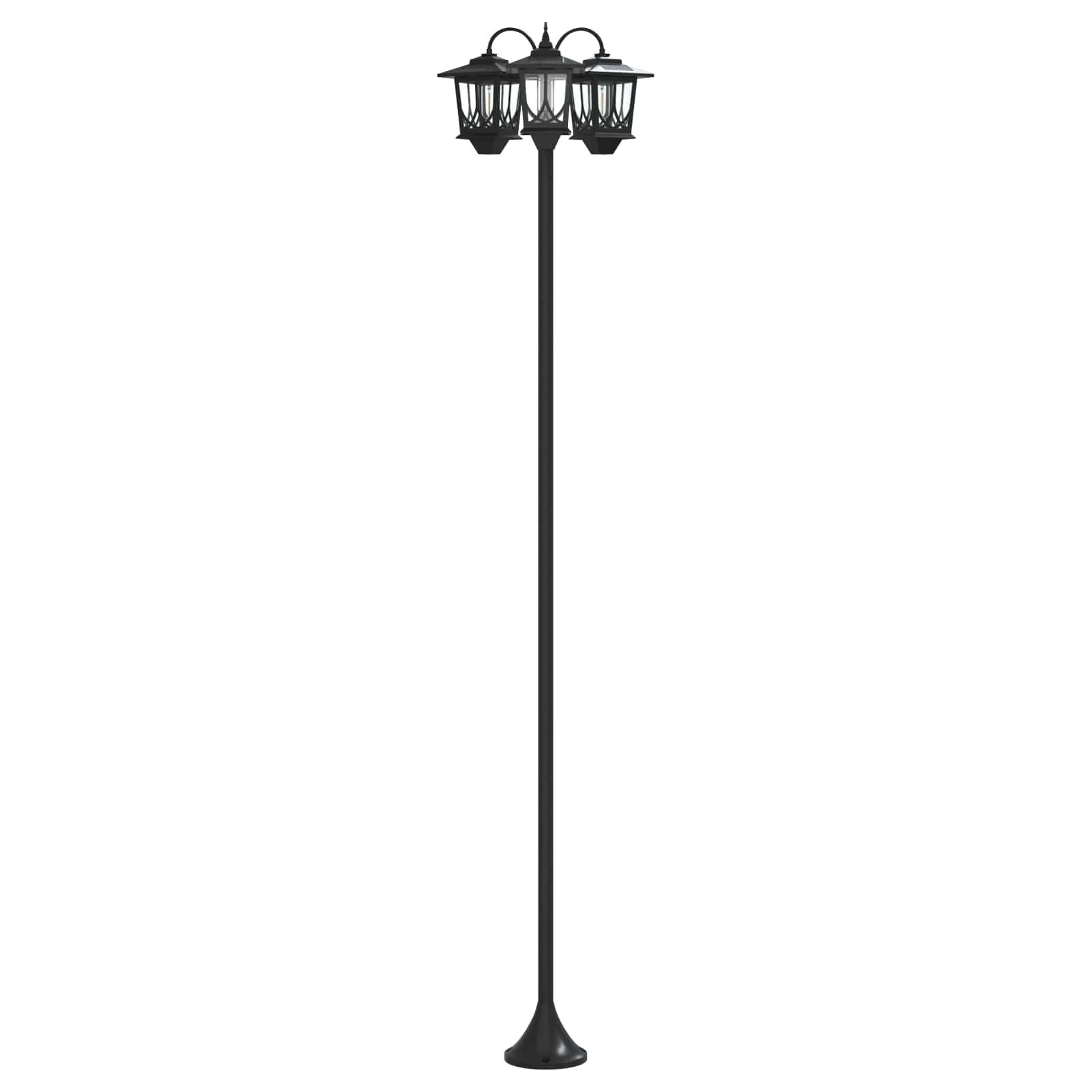3-Kopf Laternenpfahl Schwarz 16 X 16 X 187 Cm Aluminium Und Abs