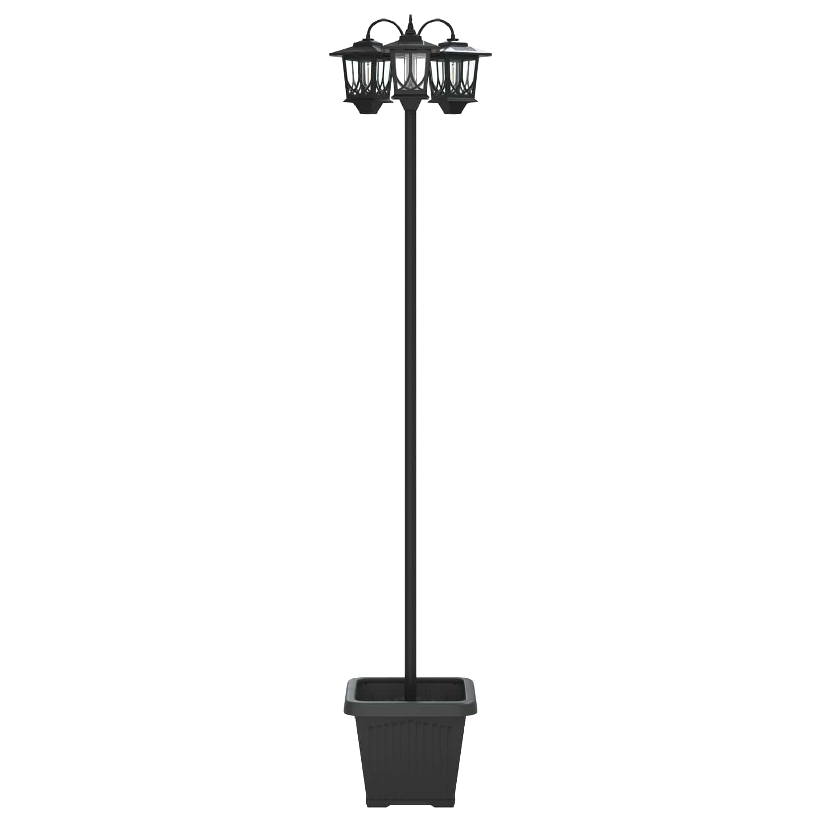 3-Kopf Laternenpfahl Schwarz 32 X 32 X 188 Cm Aluminium Und Abs