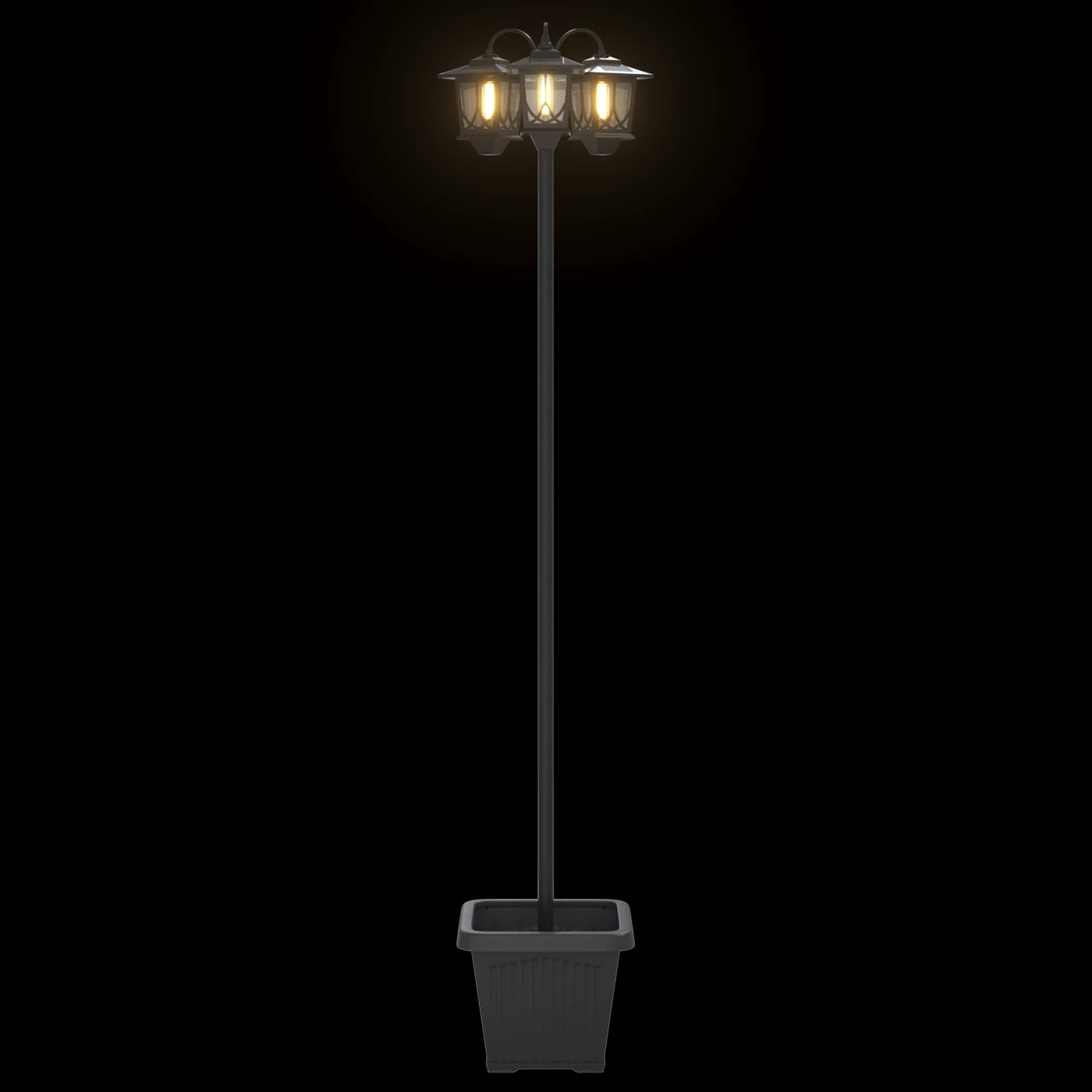 3-Kopf Laternenpfahl Schwarz 32 X 32 X 188 Cm Aluminium Und Abs