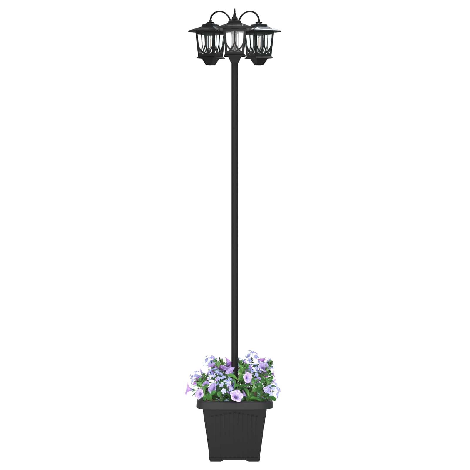 3-Kopf Laternenpfahl Schwarz 32 X 32 X 188 Cm Aluminium Und Abs