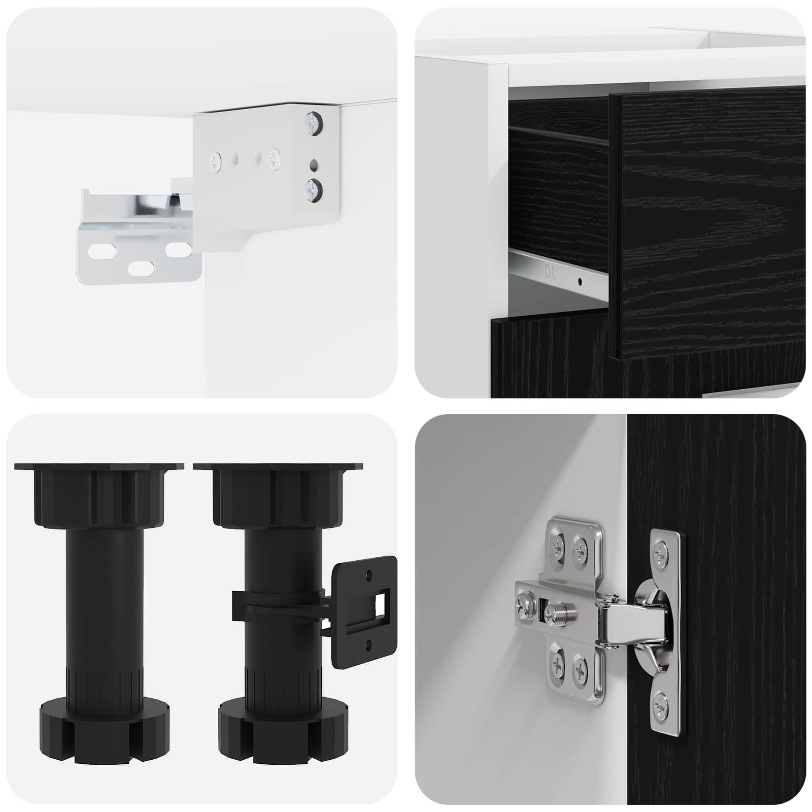 Kücheneinheit Lyon 4 Pcs Schwarze Eiche Holzwerkstoff