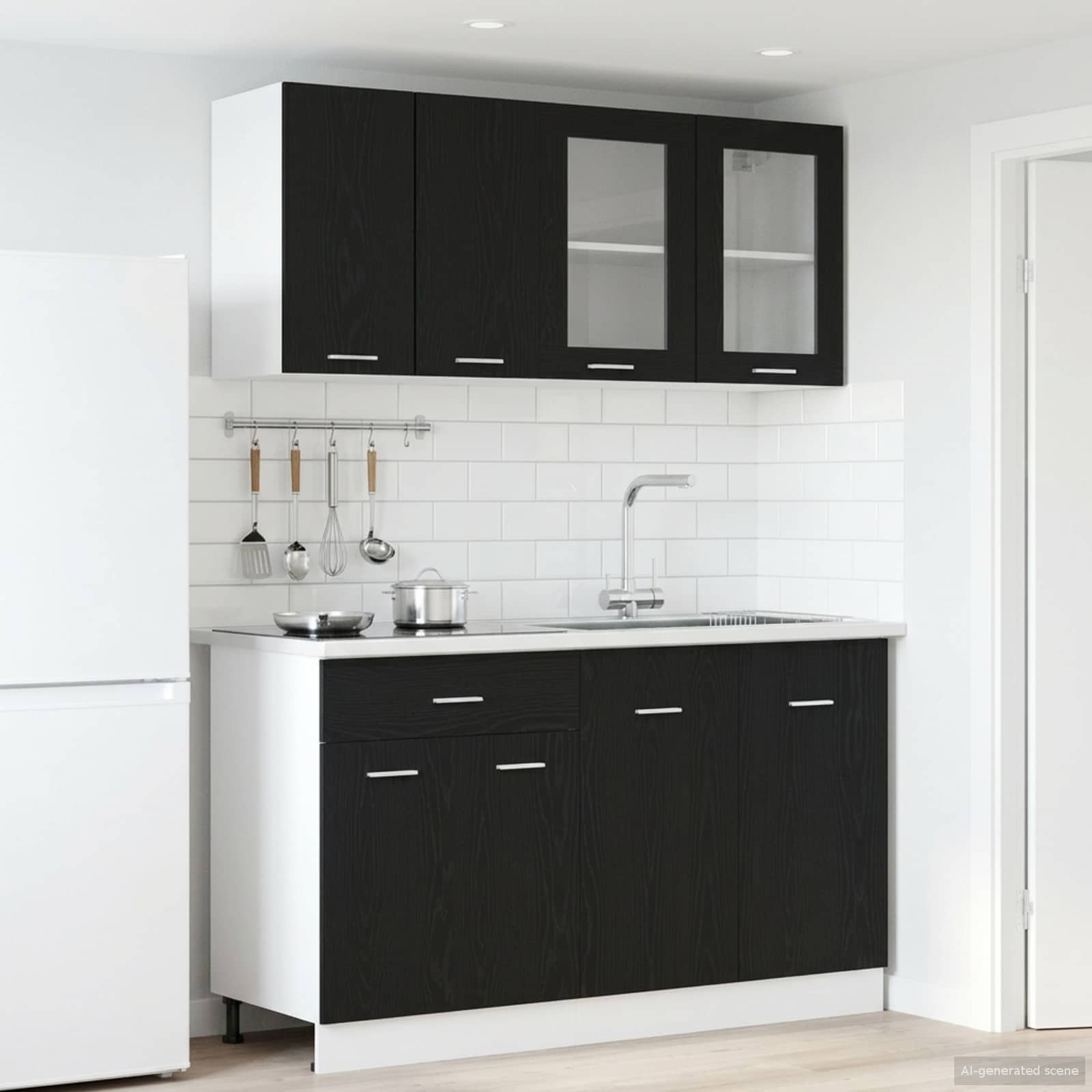 Kücheneinheit Lyon 4 Pcs Schwarze Eiche Holzwerkstoff
