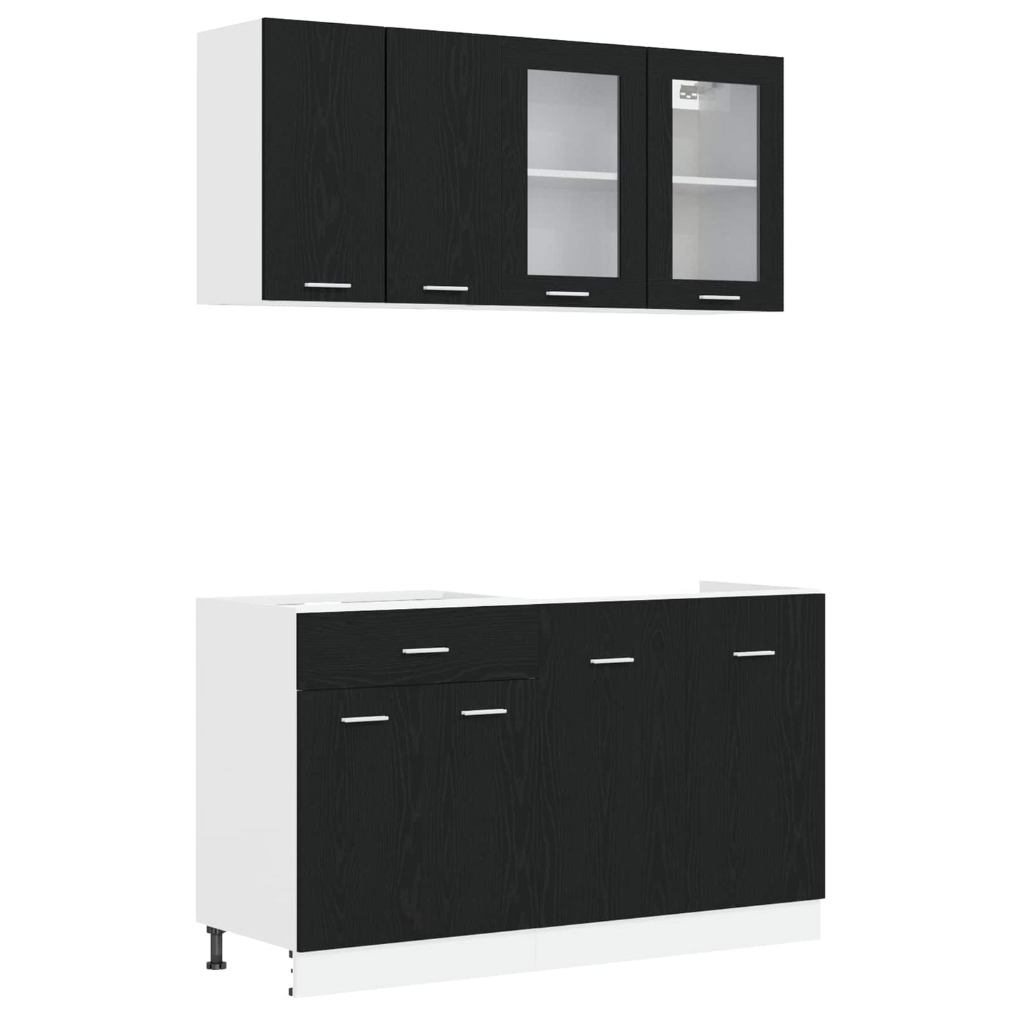 Kücheneinheit Lyon 4 Pcs Schwarze Eiche Holzwerkstoff