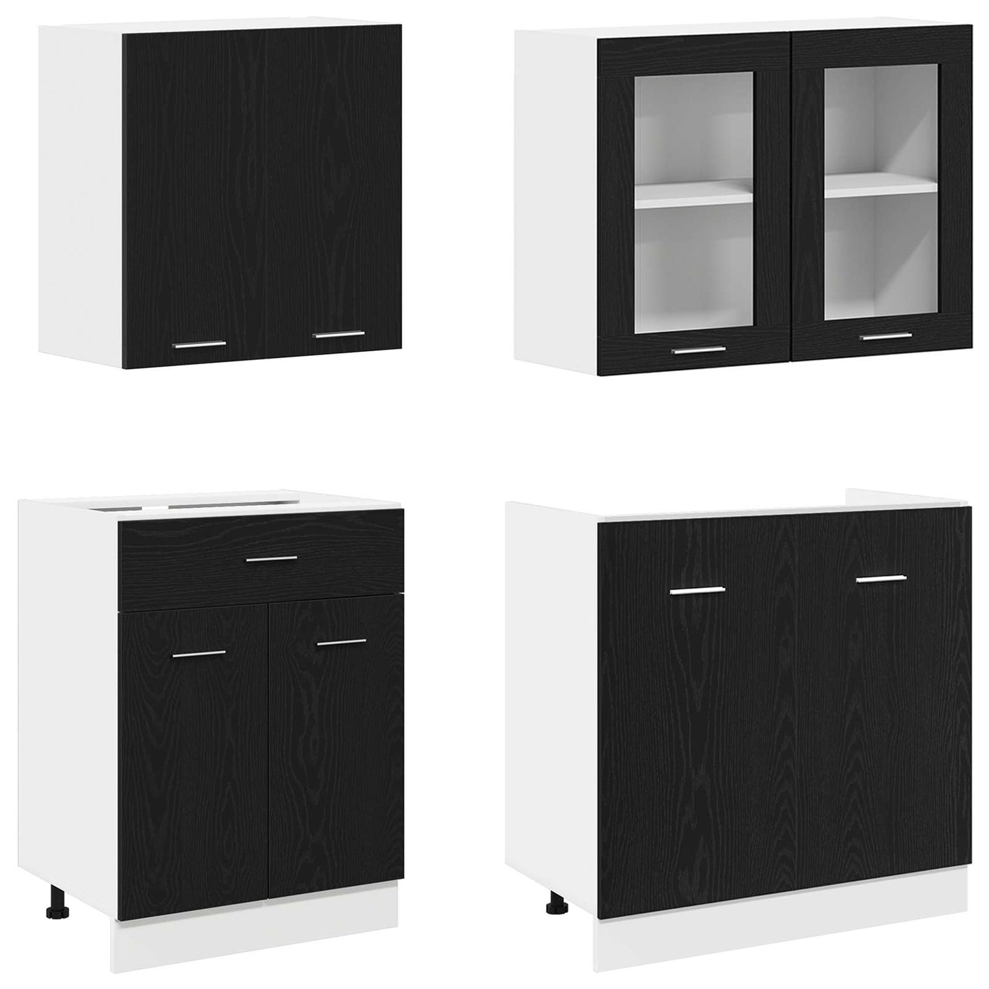 Kücheneinheit Lyon 4 Pcs Schwarze Eiche Holzwerkstoff