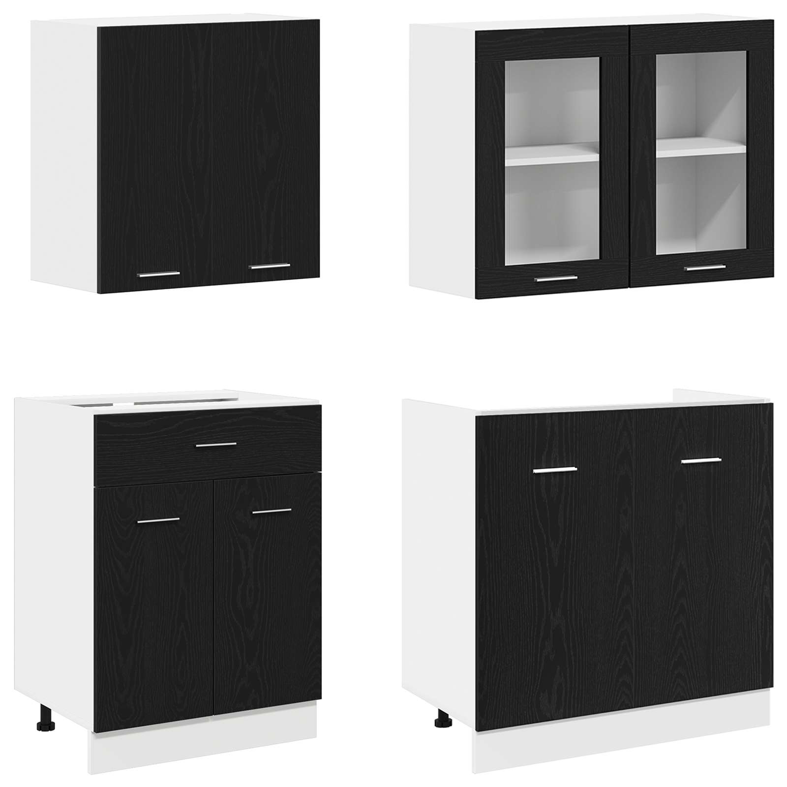 Kücheneinheit Lyon 4 Pcs Schwarze Eiche Holzwerkstoff