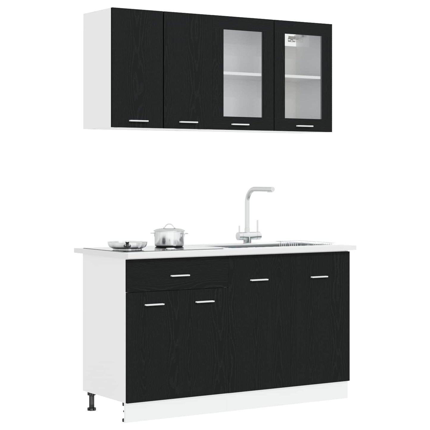 Kücheneinheit Lyon 4 Pcs Schwarze Eiche Holzwerkstoff