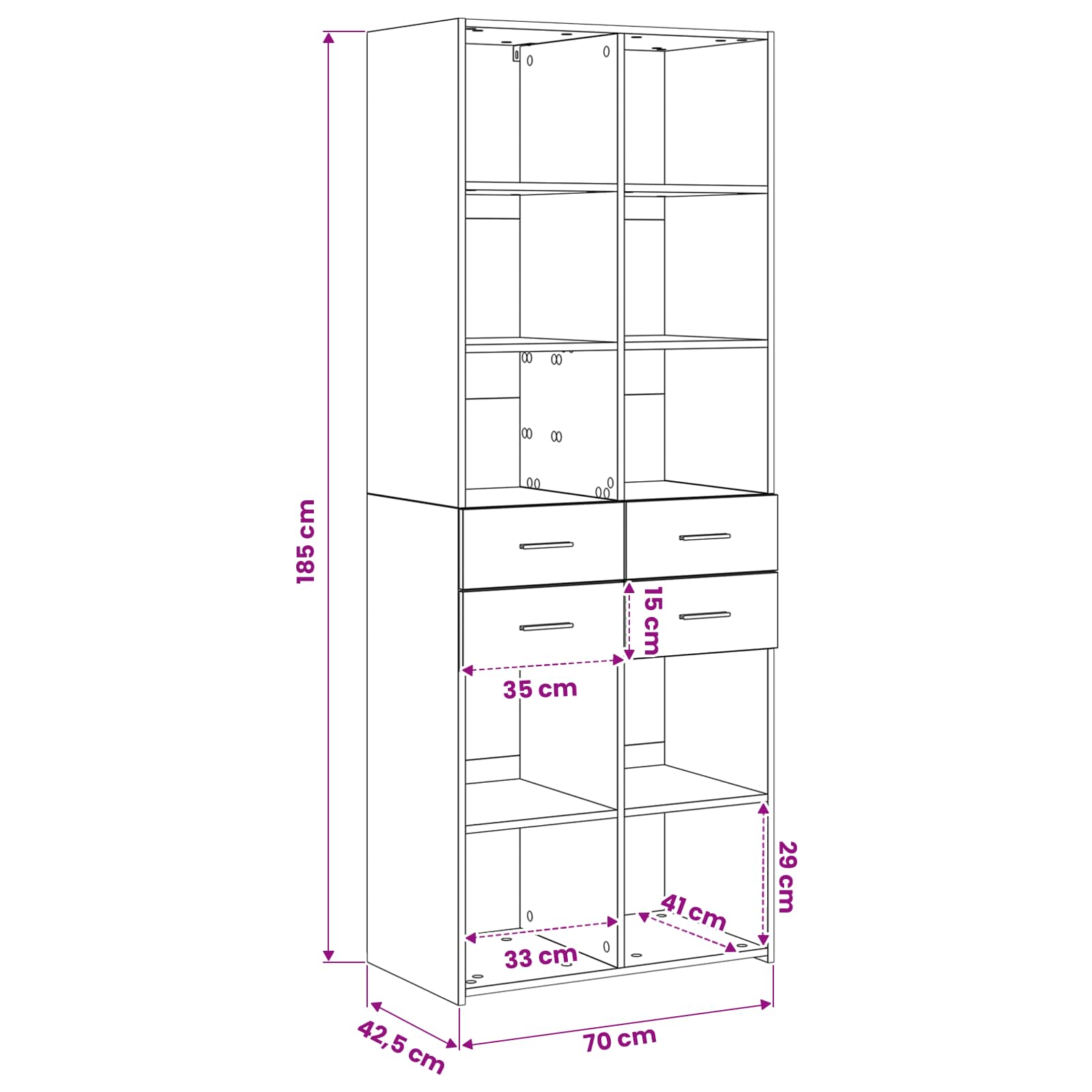 Bücherregal Artisan-Eiche 30 X 42,4 X 185,2 Cm