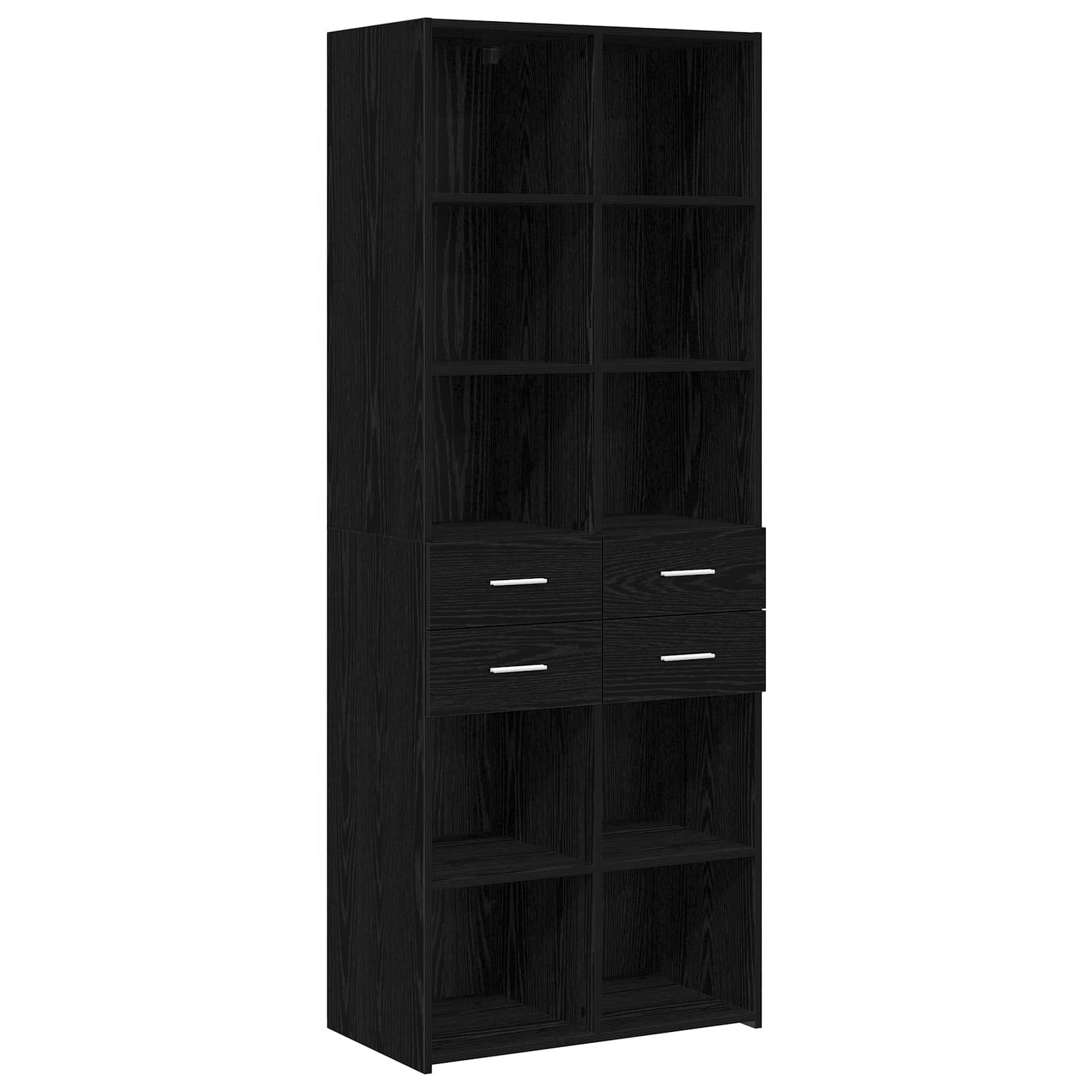 Bücherregal Schwarz Eichen-Optik 30 X 42,4 X 185,2 Cm