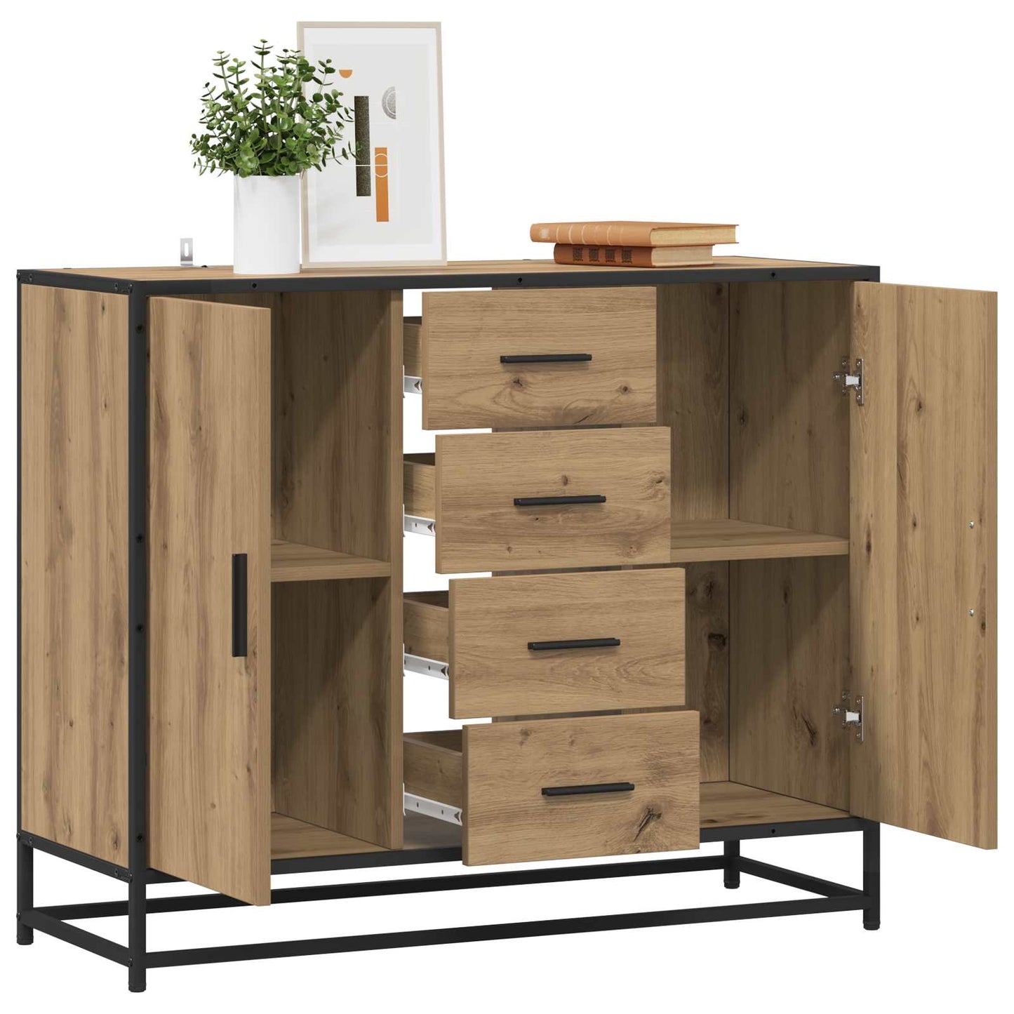 Sideboard 92 X 35 X 76 Cm Holzwerkstoff