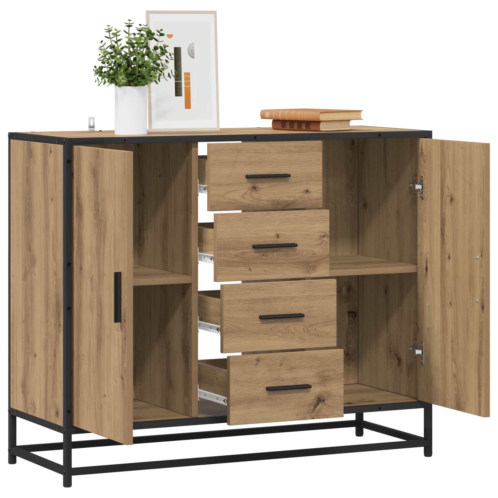 Sideboard 92 X 35 X 76 Cm Holzwerkstoff
