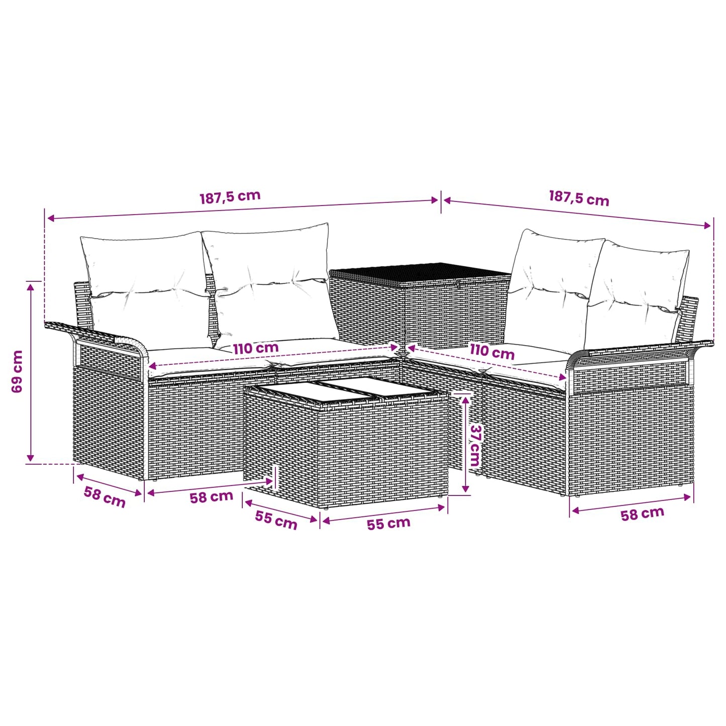 Sofa Set 6 Pcs 4-Sitzanzahl