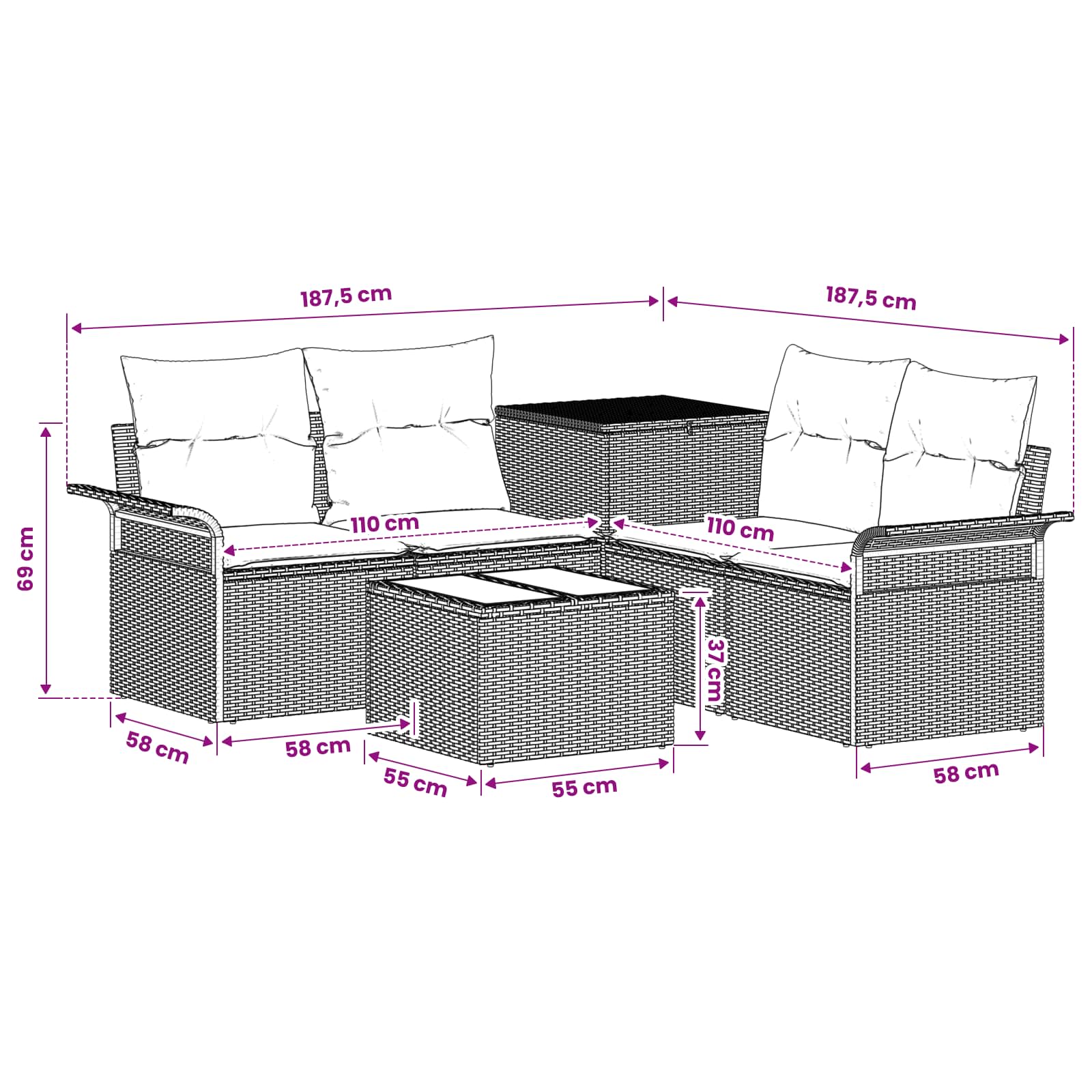 Sofa Set 6 Pcs 4-Sitzanzahl