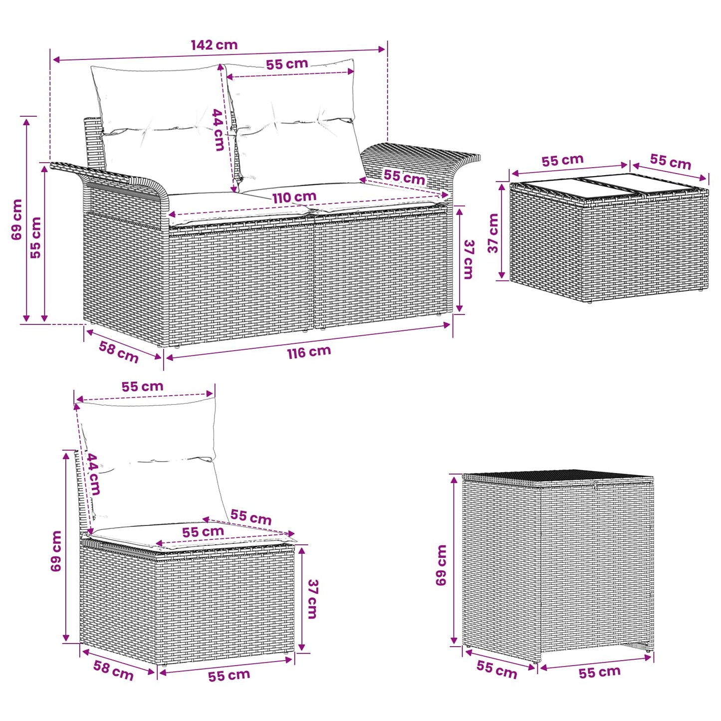 Sofa Set 6 Pcs 4-Sitzanzahl