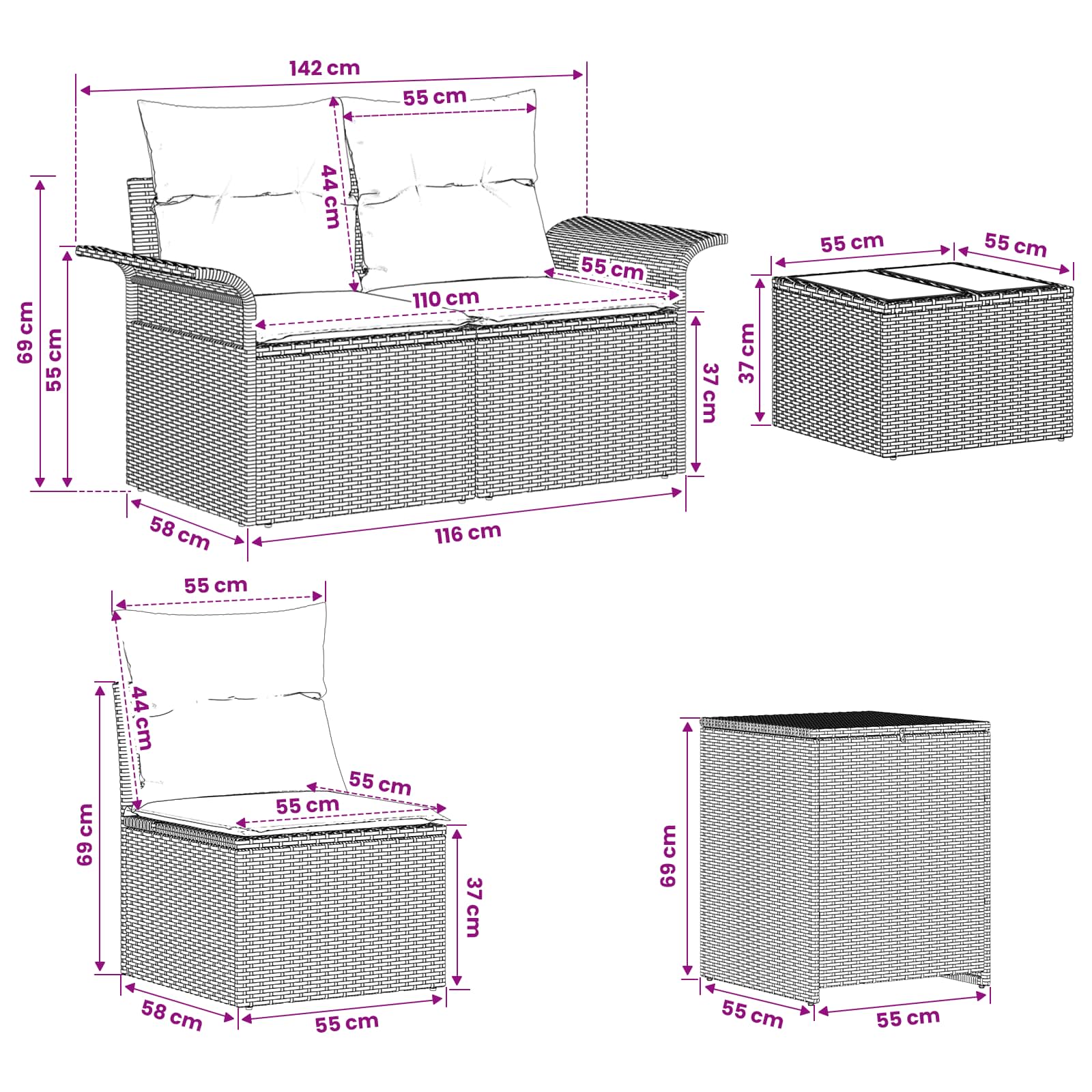 Sofa Set 6 Pcs 4-Sitzanzahl
