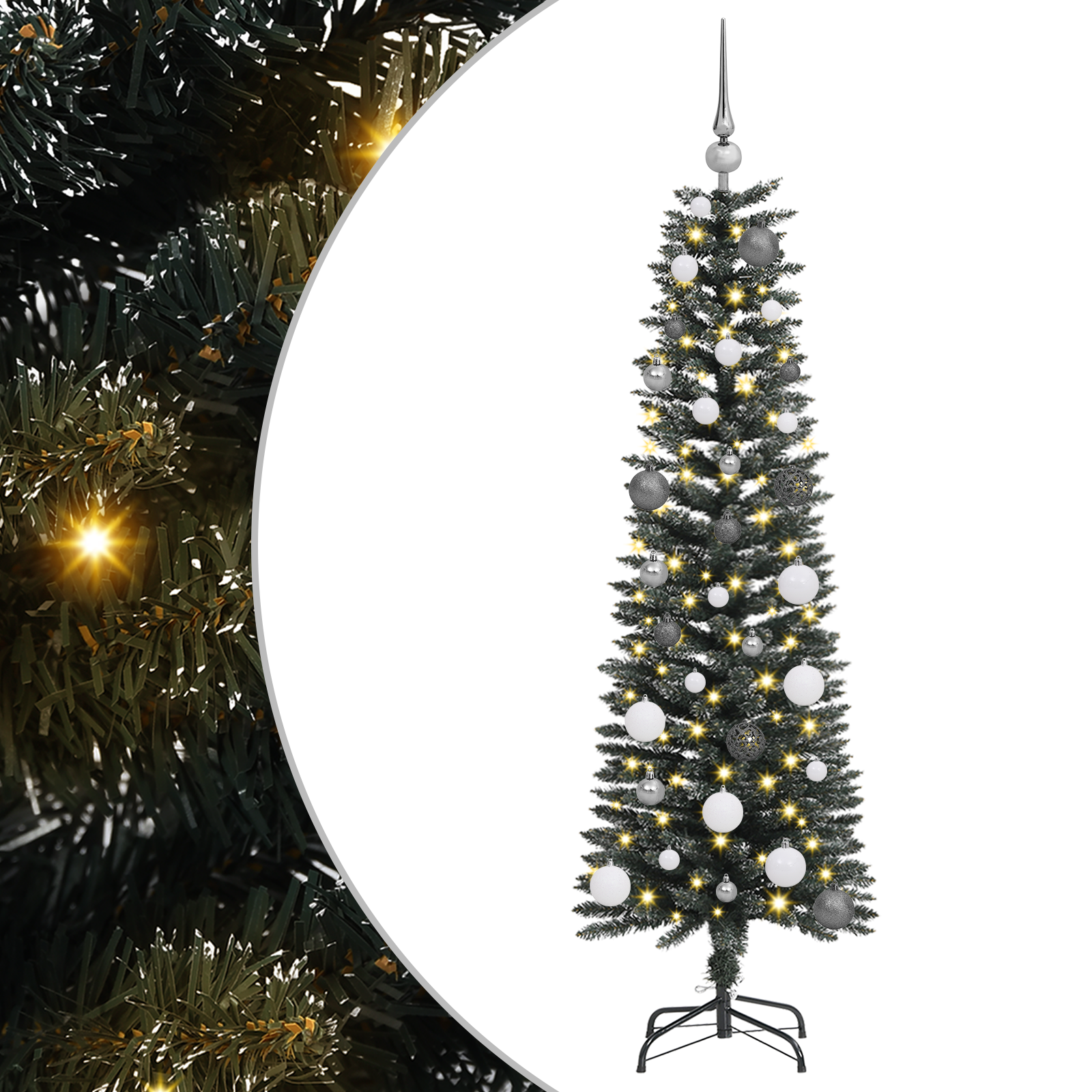 Künstlicher Weihnachtsbaum Mit Ständer Schlank Grün Pvc Grün