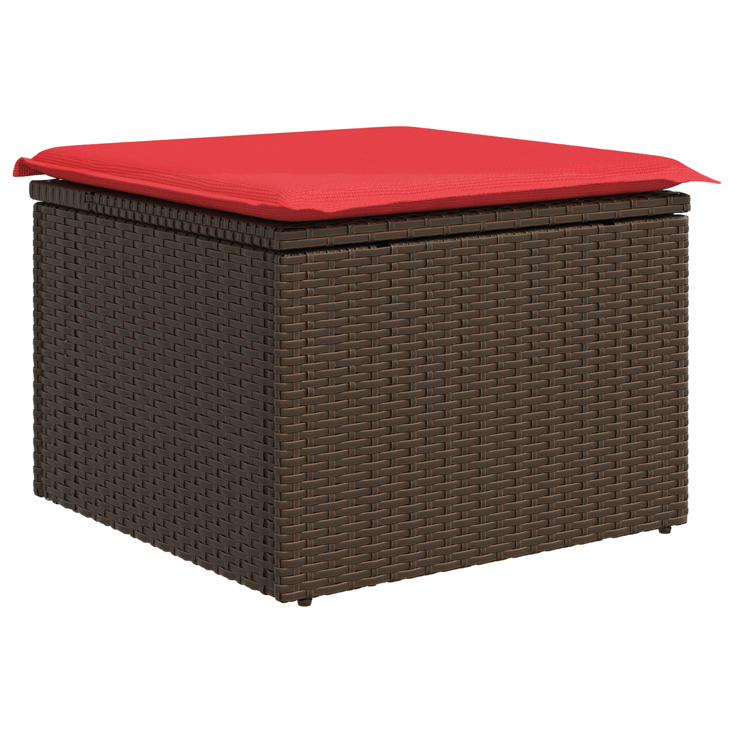 Gartenhocker Mit Kissen 55X55X37 Cm Poly Rattan Braun