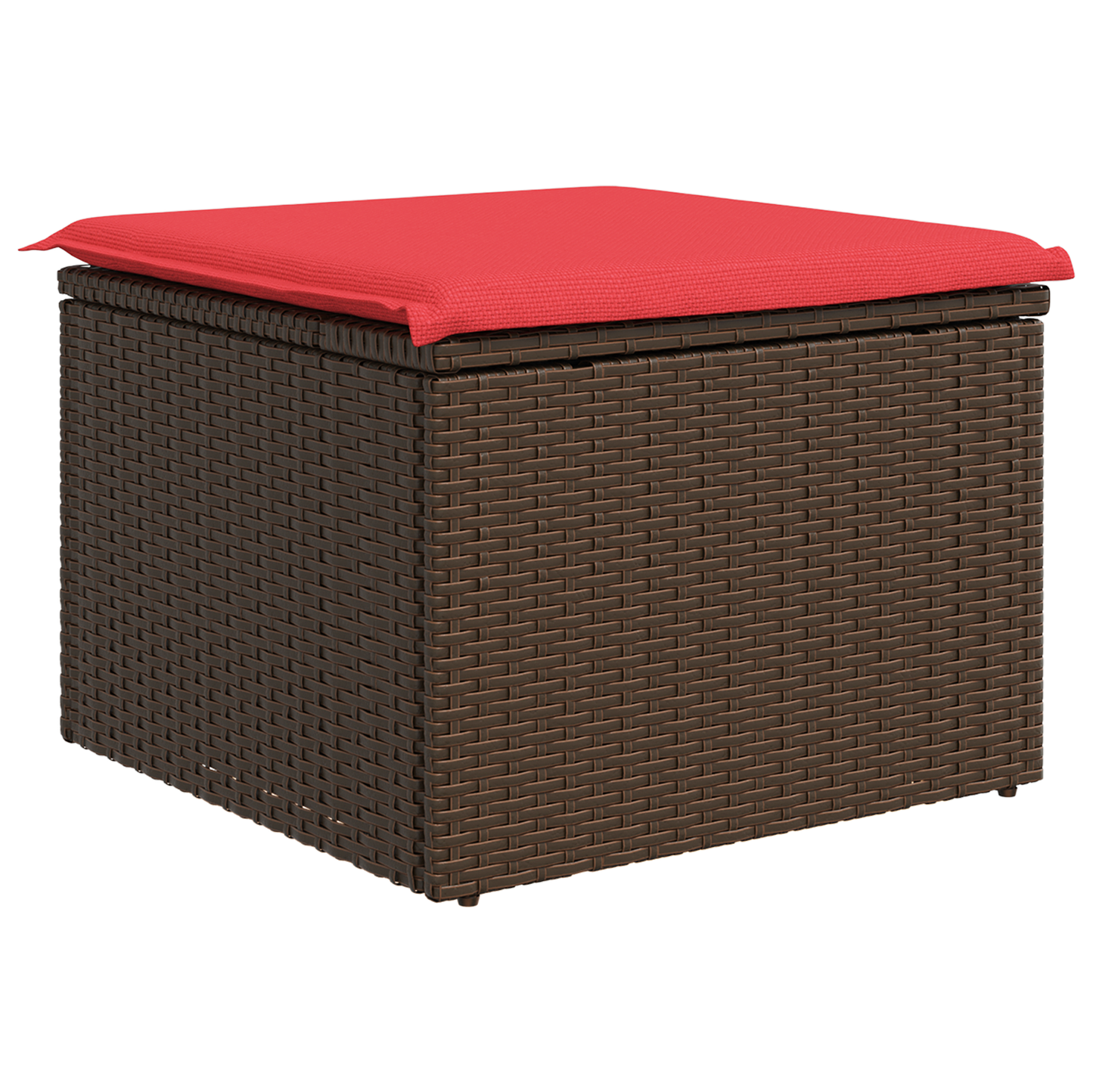 Gartenhocker Mit Kissen 55X55X37 Cm Poly Rattan Braun